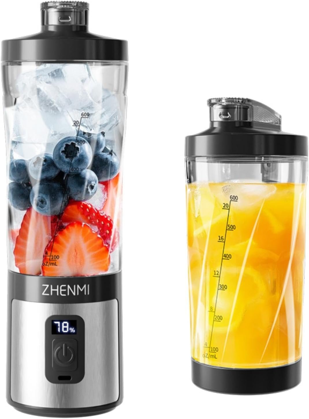 Portable Blender for Travel, Cordless, 20oz Cup, Ice Crushing, Personal Mini Blender Cup Shakes Smoothies, BPA Free, Leakproof Lid & Sip Spout, USB-C Rechargeable, Dishwasher Safe, Black