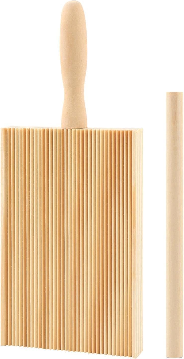 Curved Gnocchi Board Paddle,DIY Handheld Gnocchi Board,Kitchen Tool,Pasta Board Making Tools(COLOR:Wood)