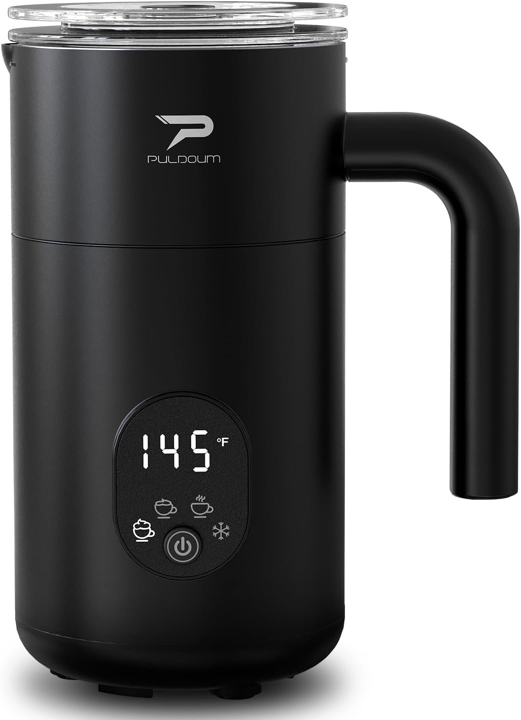 Milk Frother and Steamer 4 in 1 Automatic Coffee Steamer Frother, 11.8OZ / 350ML Warm and Cold Foam Frother for Coffee,Latte, Cappuccino, Macchiato, Hot Chocolate (Black)