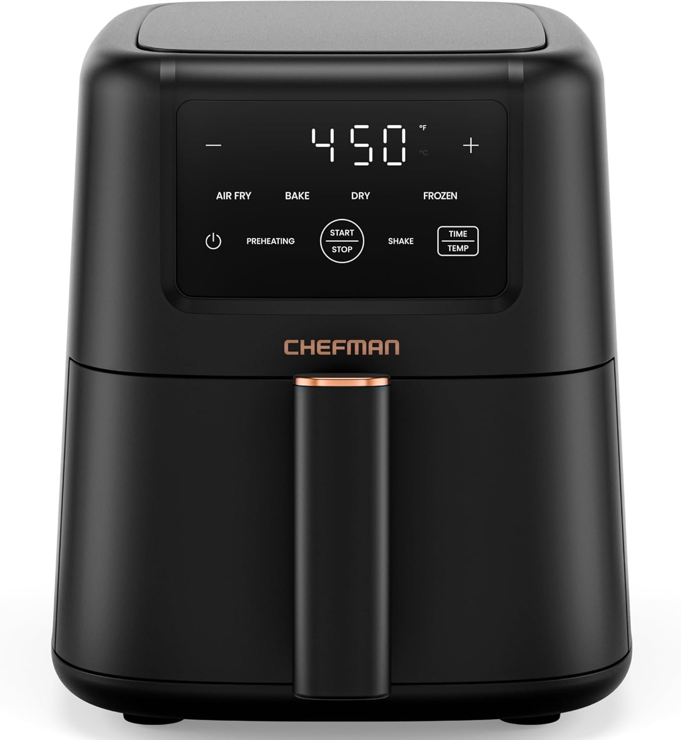 Chefman Air Fryer – 4-in-1 Slim 3.5 QT Airfryer, Air Fry, Bake, Dehydrate, Frozen, 450°F Max Temp for Extra Crispy Results in Minutes, Nonstick Ceramic Coating, Dishwasher-Safe Accessories – Black
