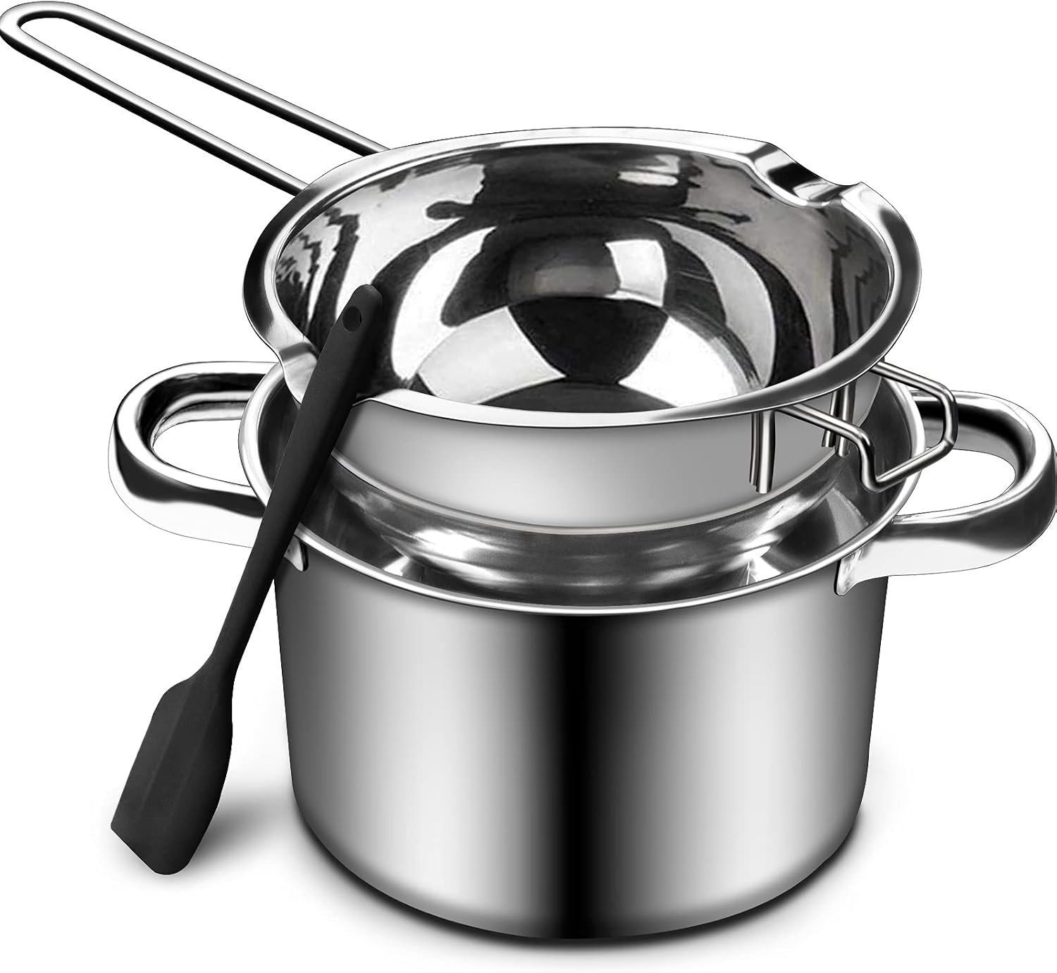 1000ML/1QT Double Boiler Chocolate Melting with 2QT 304 Stainless Steel Pot, Chocolate Melting Pot with Silicone Spatula