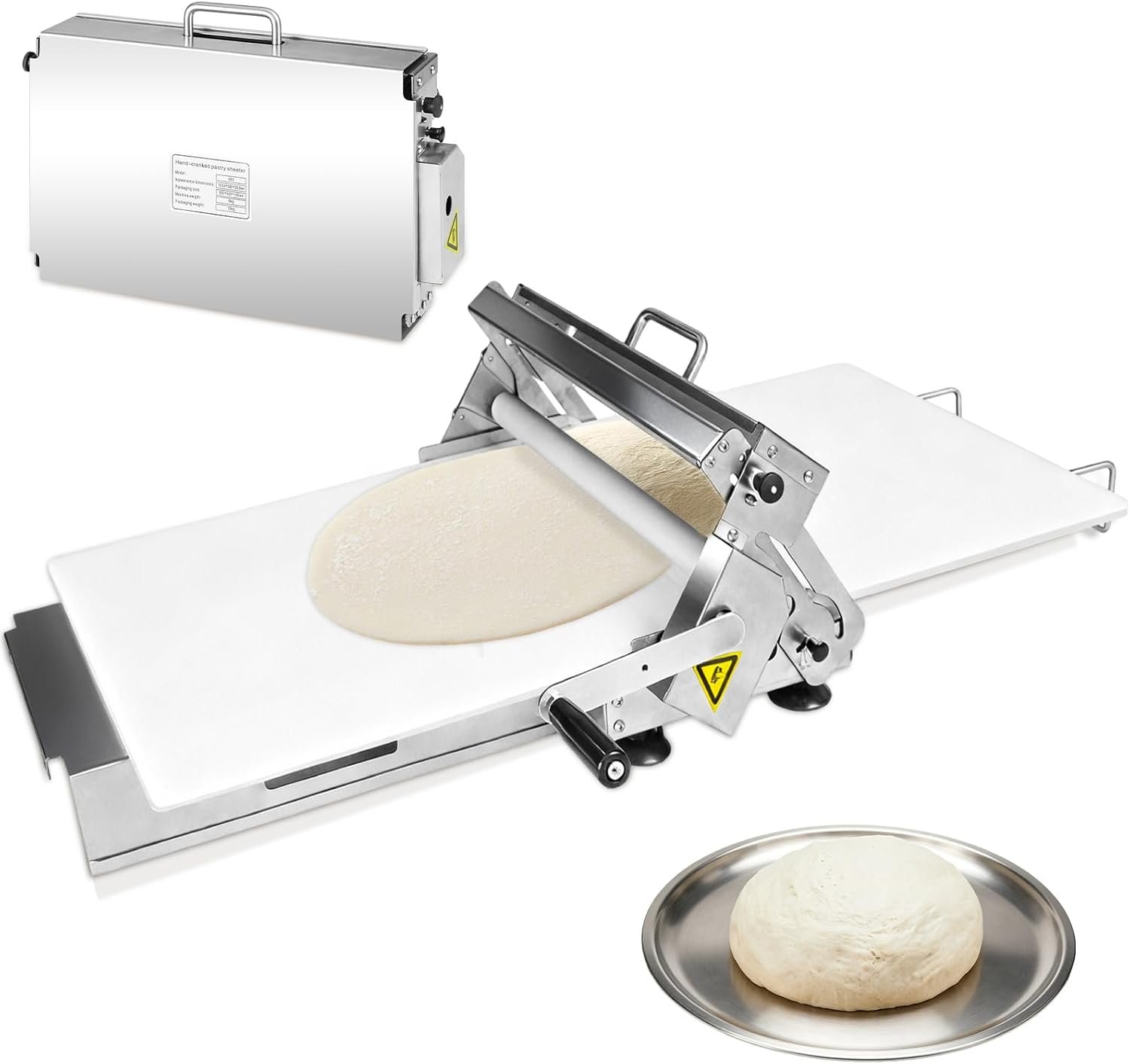 Manual Dough Sheeter 23.6″x12″,Roller Machine,Commercial Folding Dough Maker with Carry Handle, Adjustable Thickness for Pizza, Pasta, Pastry