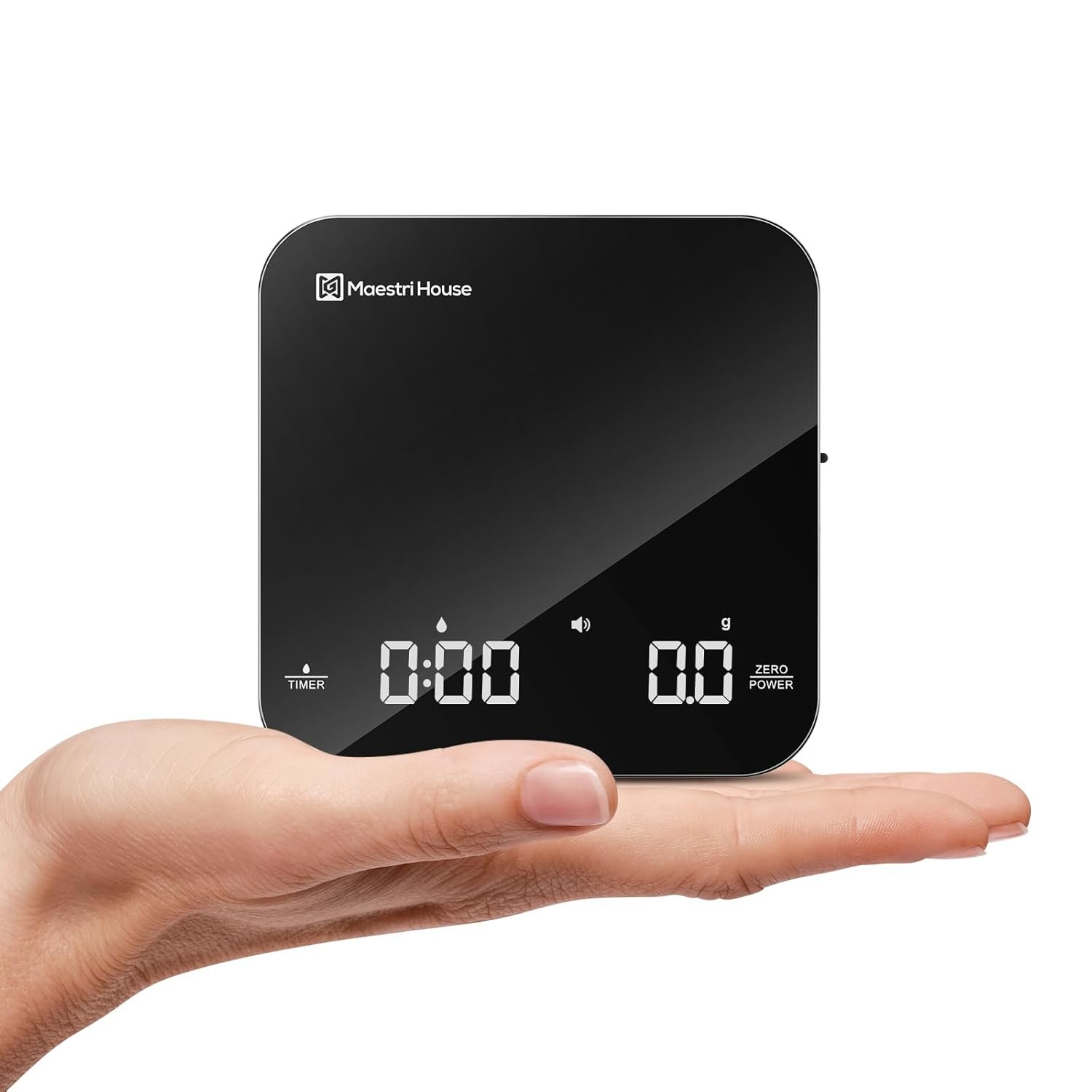 Maestri House S2 Espresso Coffee Scale with Timer, USB-C Rechargeable 2kg/0.1g Precision Shot Scale, Digital Scale for Espresso Brewing(Black & Silver)