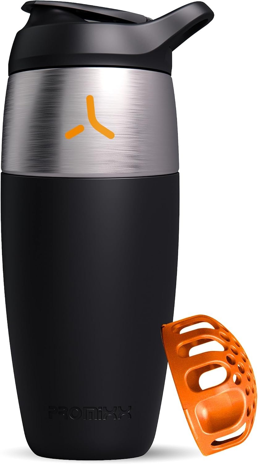 32oz Stainless Steel Protein Shaker Bottle – Leak-Proof Metal Shaker Cup with Snap-Fit Agitator for Smooth, Clump-Free Shakes – BPA-Free, Odor Resistant, Easy to Clean