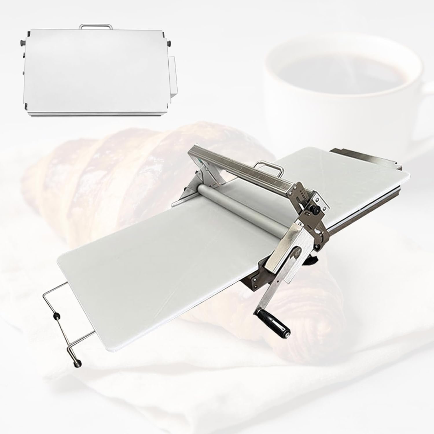 Dough Sheeter Machine,Foldable Manual Dough Rolling Machine with Adjustable Thickness 0-25mm,Stainless Steel Portable Pastry Roller for Commercial Home Bakery,Puff Pastry & Pizza Dough (40.5″x22.8″) | Dough Sheeter Machine,Foldable Manual Dough Rolling Machine