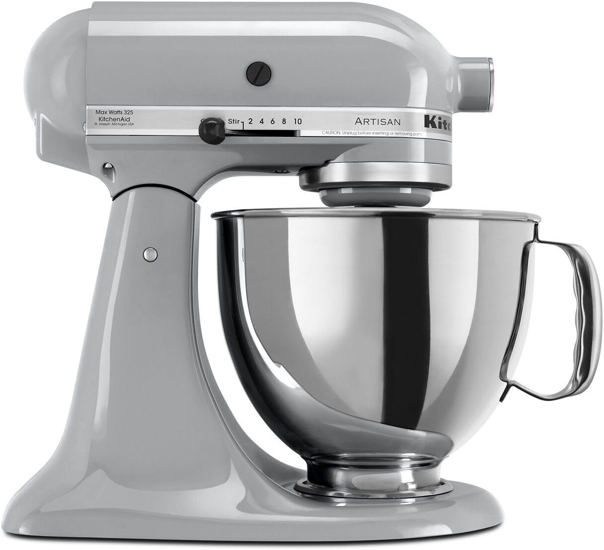 KitchenAid Artisan Series 5 Quart Tilt Head Stand Mixer with Pouring Shield KSM150PS, Metallic Chrome