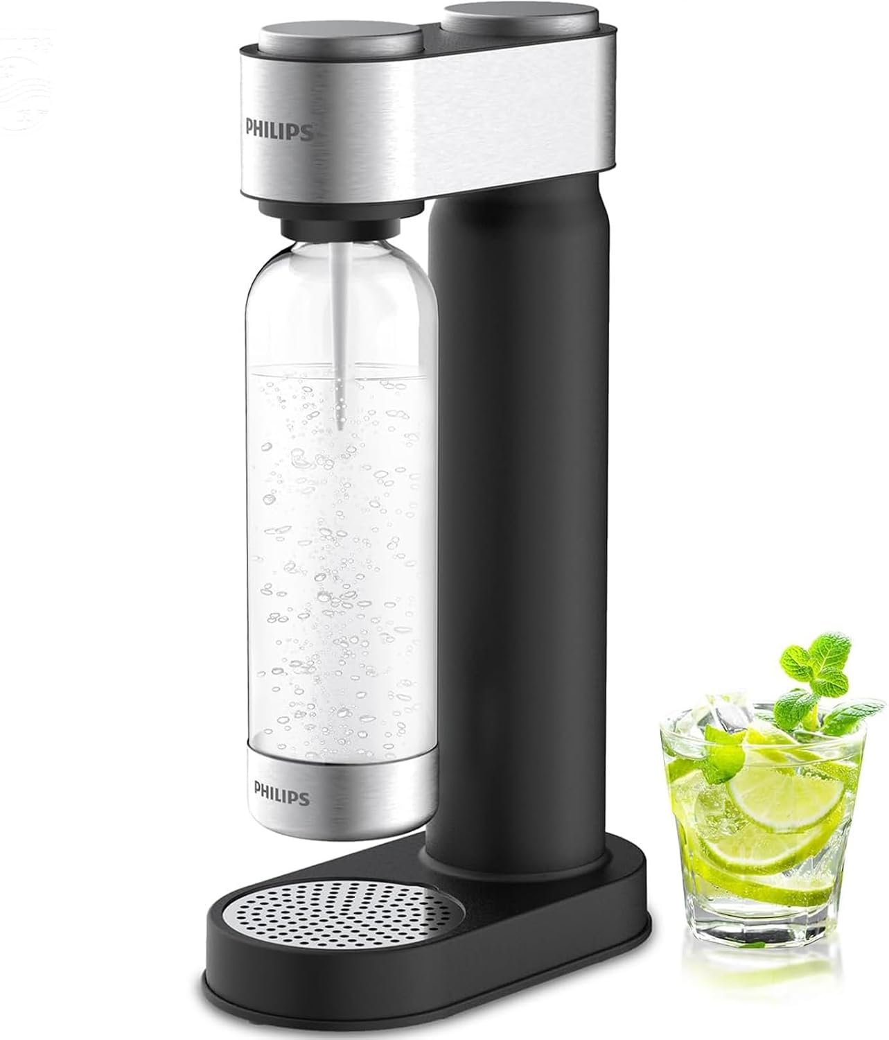 Philips Sparkling Water Maker & Soda Streaming Machine, ADD4902BKOQ/37 | Soda Maker with 1L PET BPA-Free Quick Twist Carbonating Bottle, Compatible with 60L CO2 Cylinder (Cylinde Not Included)