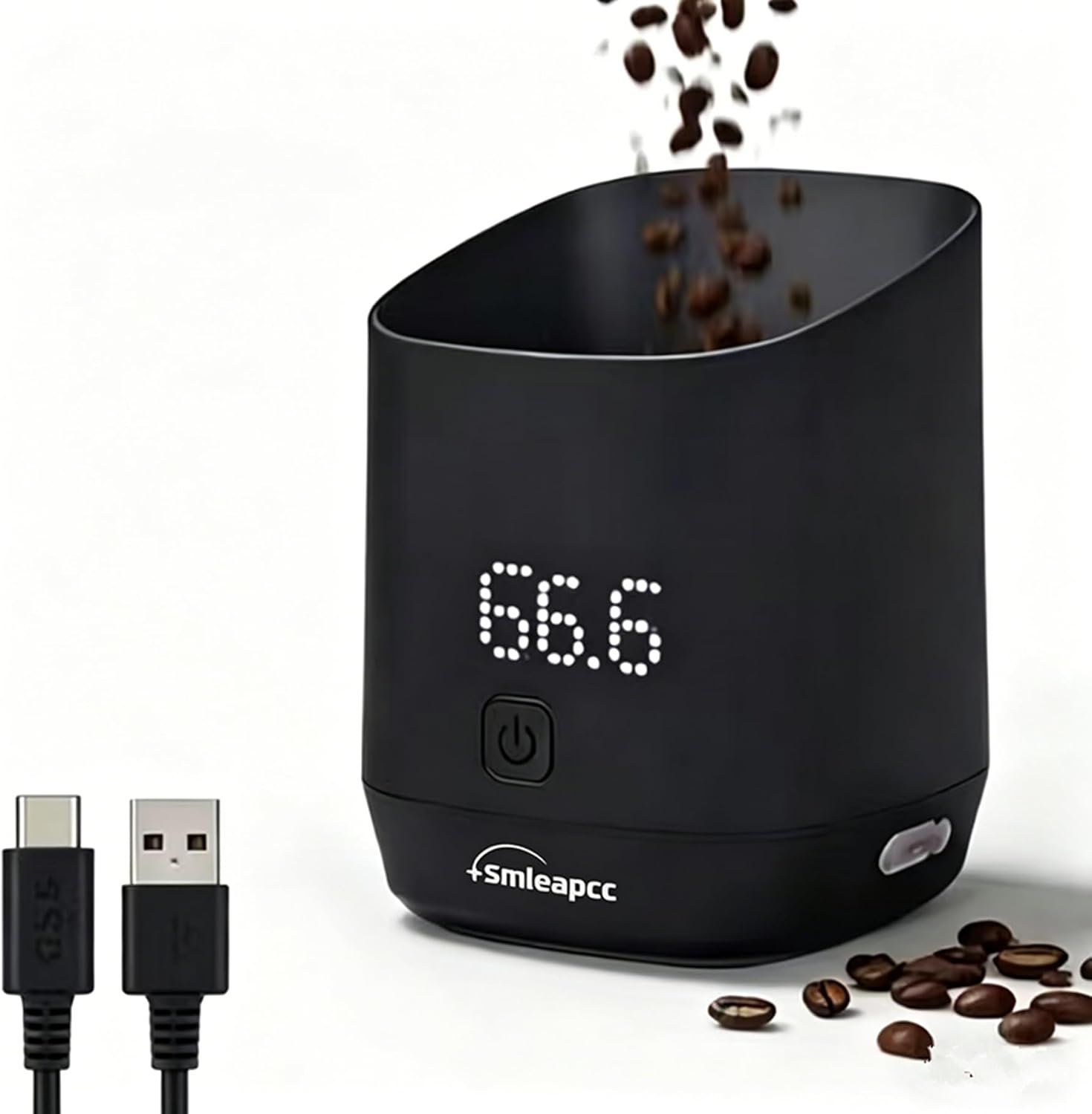 Digital Coffee Dosing Cup with LED Display, 0.1g High Precision Espresso Scale for Beans & Grounds, USB-C Rechargeable, Waterproof, Touch Control Brewing Accessory, Black