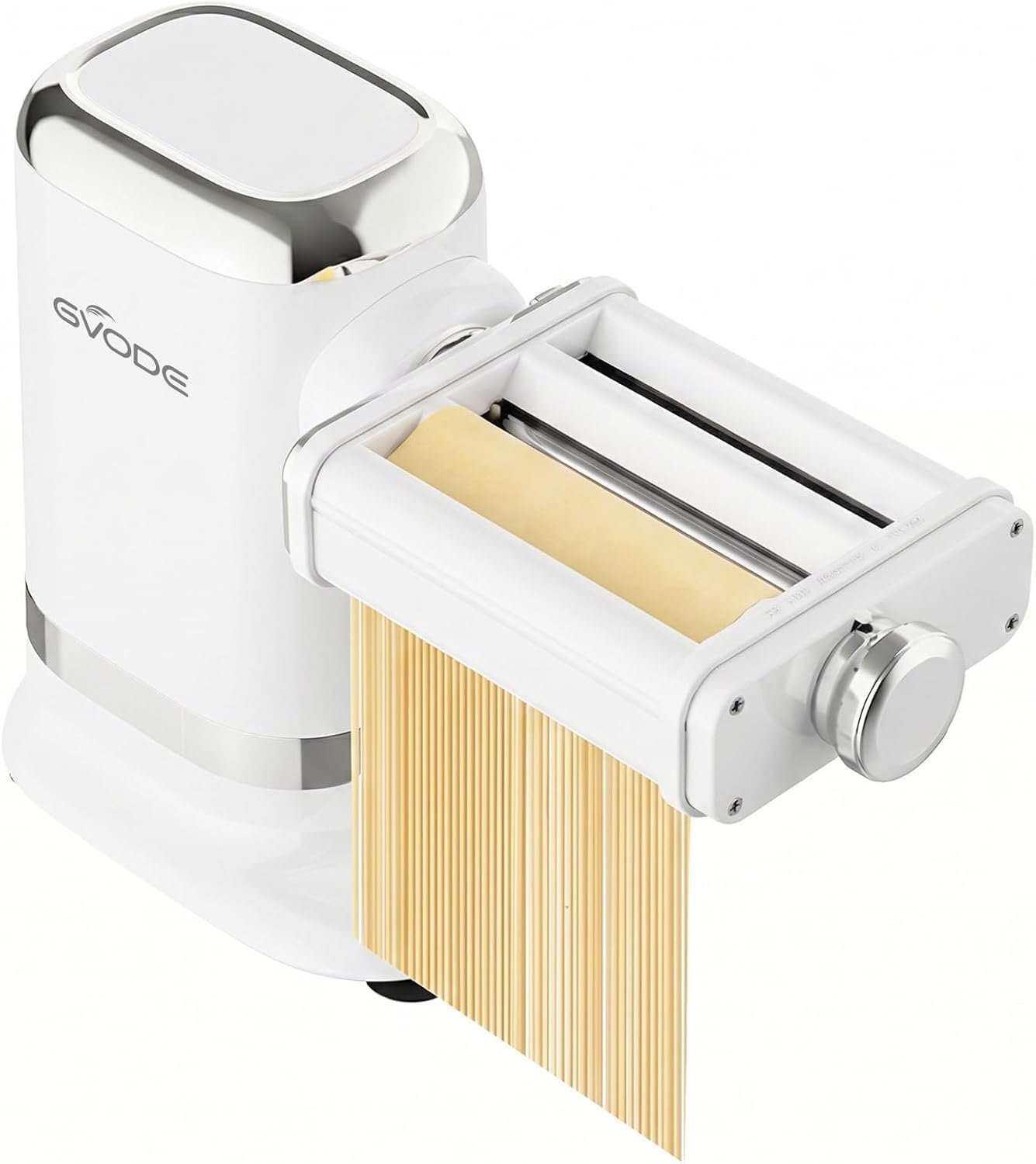 GVODE Electric Pasta Maker – 3-in-1 Pasta Sheet Roller & Cutter Set 700W Max Motor, includes Fettuccine & Spaghetti Maker with Cleaning Brush, White