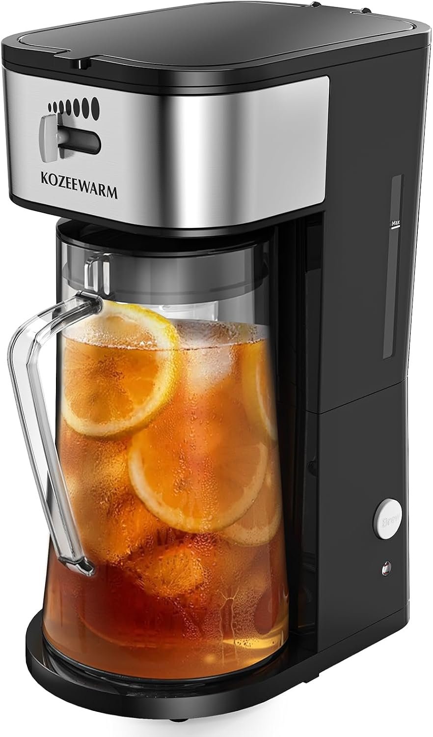 Ice Tea Maker, 3QT Large Glass Pitcher, Fast Brewing and Adjustable Extraction Speed, Electric Iced & Hot Tea Maker with Auto-Off & Manual Reset, for Loose Tea, Coffee, Fruit Infusion-Black