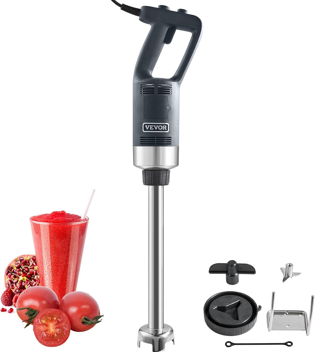 VEVOR Commercial Immersion Blender, 750W 16″ Heavy Duty Hand Mixer, Variable Speed Kitchen Stick Mixer with 304 Stainless Steel Blade, Multi-Purpose Portable Mixer for Soup, Smoothie, Puree, Baby Food