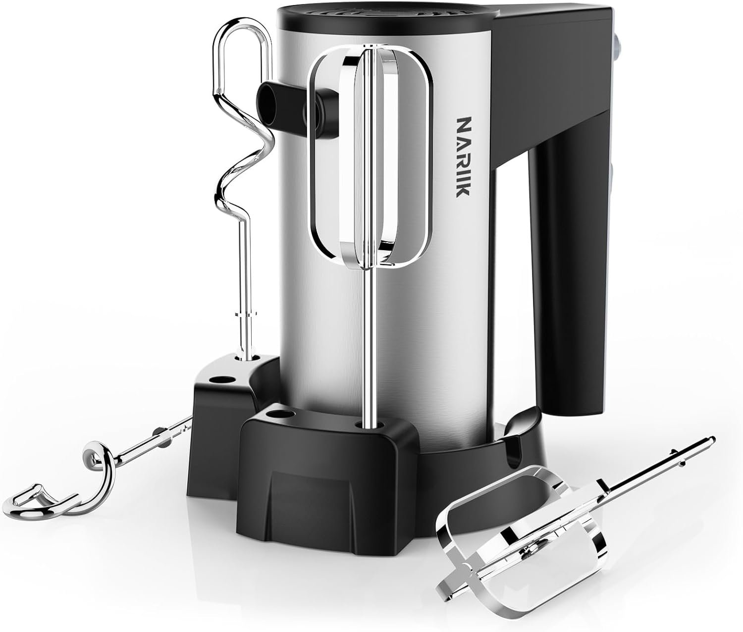 Electric Hand Mixer, 660W Kitchen Handheld Mixer 5 Speed Self Control Whisk 304 Stainless Steel One Click Eject Dishwasher Safe Mixer for Cream Cookies Dough（Black）
