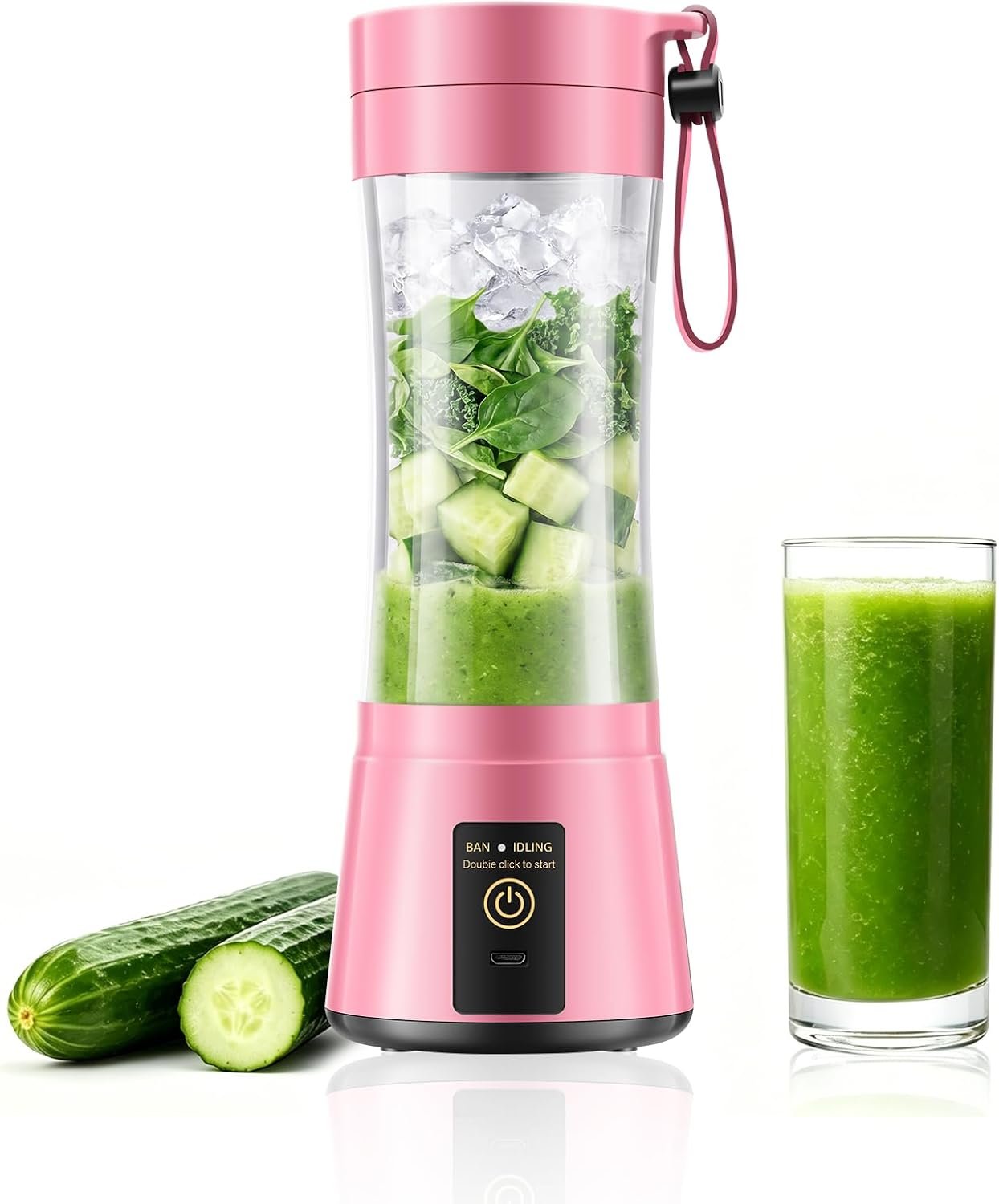 Personal Size Blender for Smoothies – Cordless Mini Blender with 380Ml BPA Free Cup & Powerful Blending, Easy to Squeeze Fresh Juice in Travel/Gym