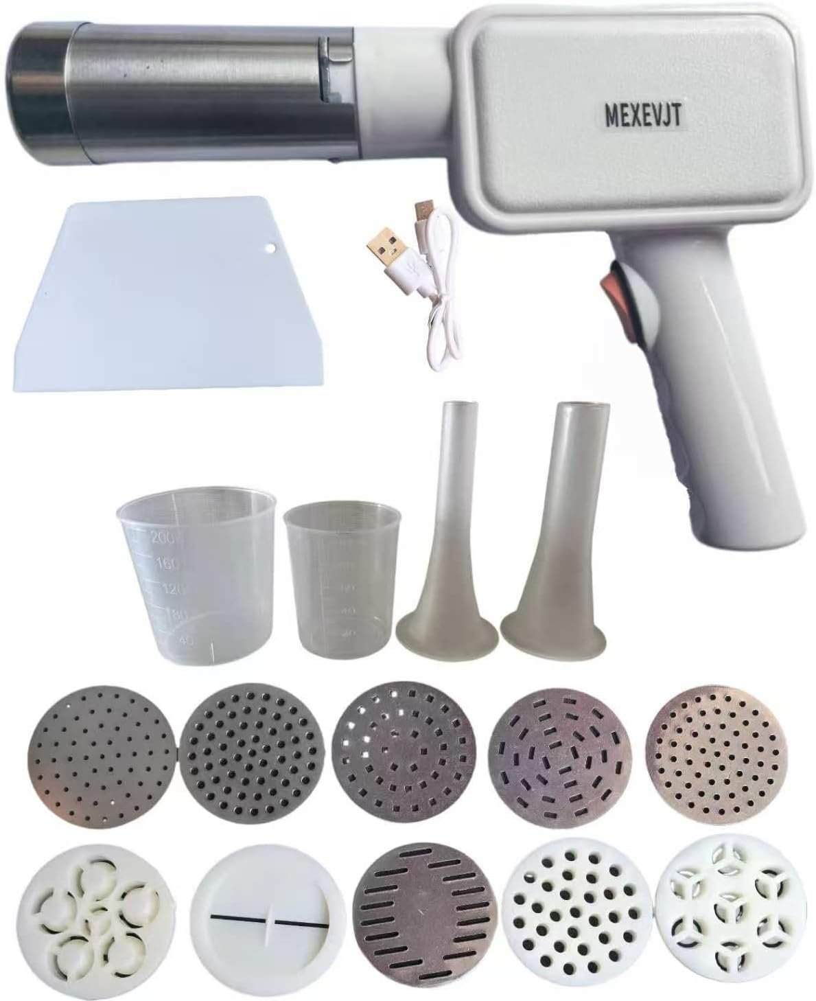Electric Pasta Machine, Household Handheld Wireless Noodle Machine. A Homemade Noodle Machine With 10 Types Of Noodle Molds And 2 Types Of Enema Filling Nozzles