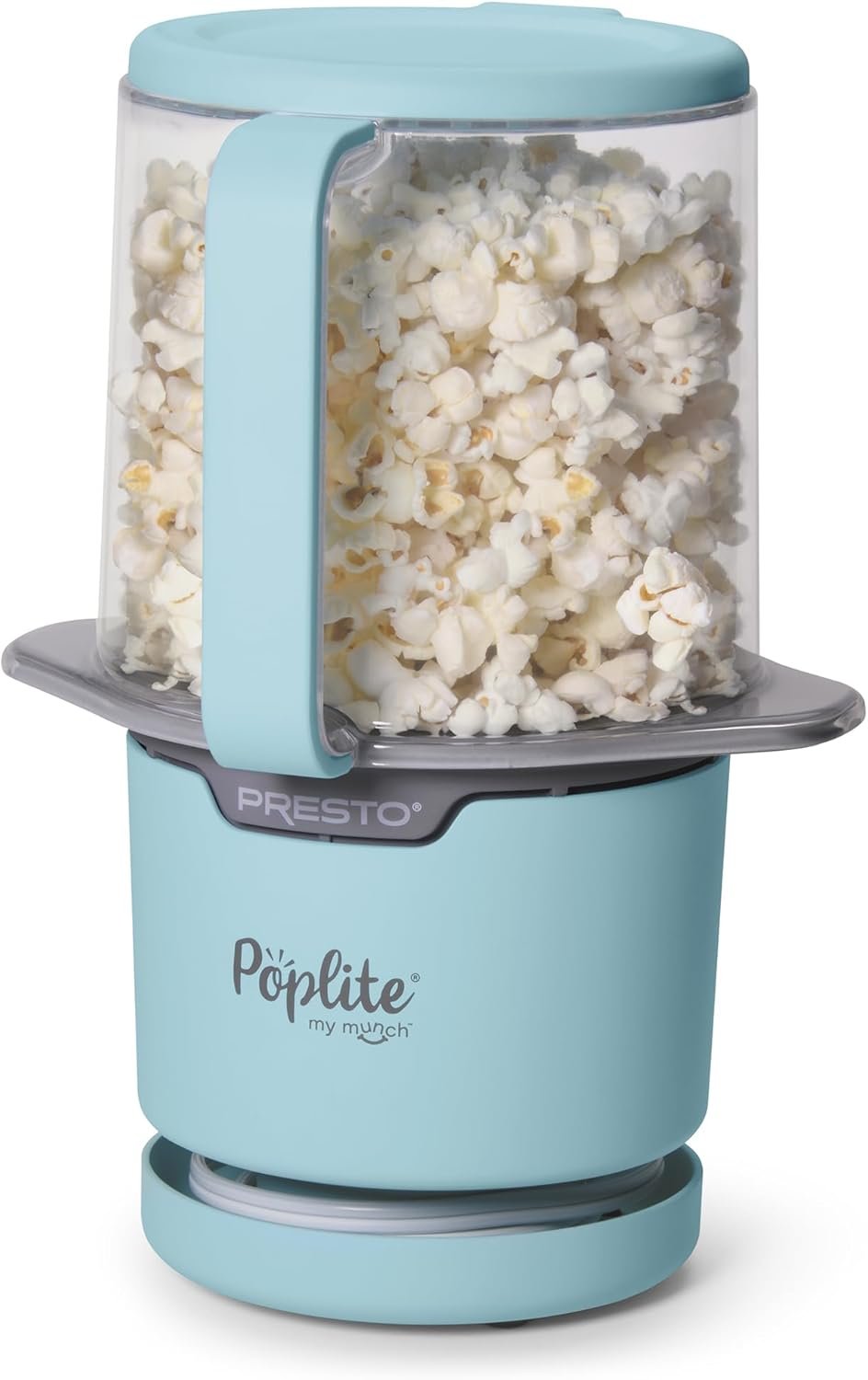 Presto 04811 PopLite My Munch Hot Air Popcorn Popper – Personal Sized, Built-In Serving Bowl, Compact Design, 8 Cups, Blue
