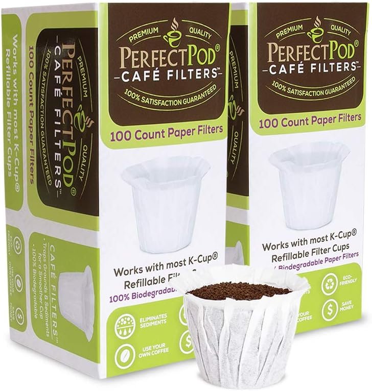 Cafe Filters Paper Liners for Reusable K Cup Coffee Pods by Perfect Pod – Fits All Brands, Compatible With All Refillable Capsules – Disposable Paper Filters (200-Ct)