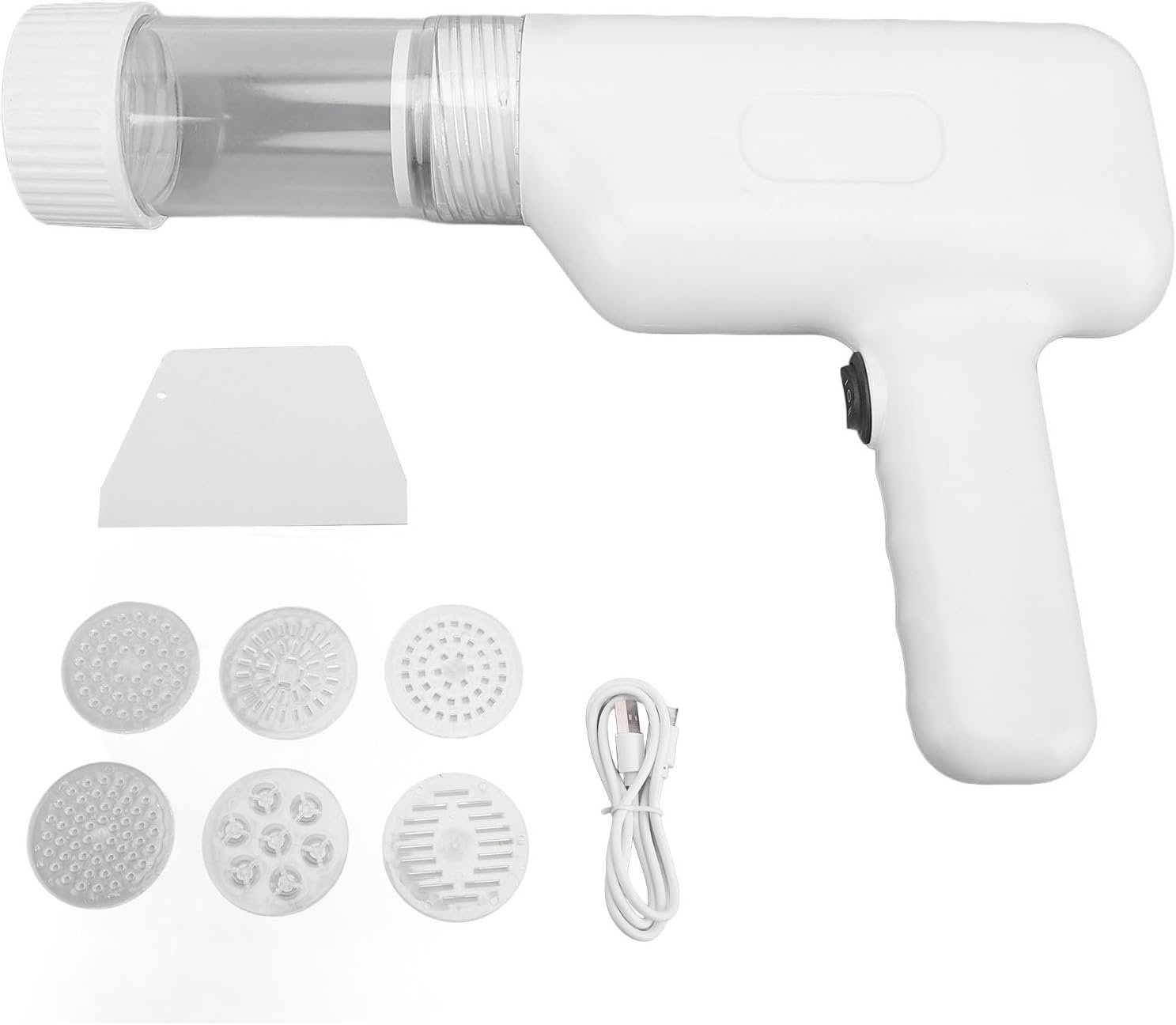 6 in 1 Handheld Electric Noodle Maker, Portable Noodle Making Machine, Cordless 6 Different Noodle Shapes, Easy Cleaning Automatic Pasta Spaghetti Maker (White)