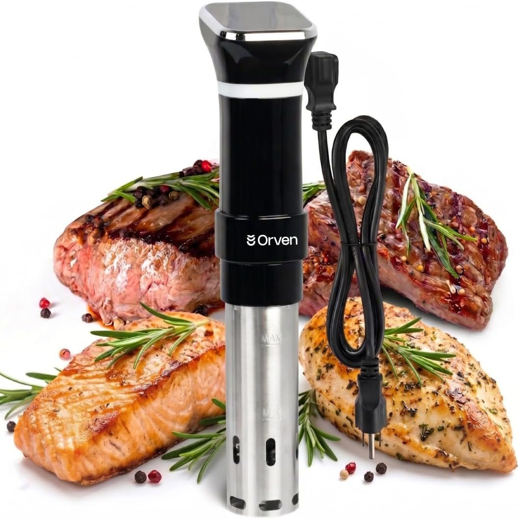 Sous Vide Cooker 1100W – Precision Immersion Circulator with ±0.2°F Accuracy, Quiet Brushless Motor, Adjustable Clamp, 4–20L Capacity, Stainless Steel, Built-In Timer, Easy Digital Control