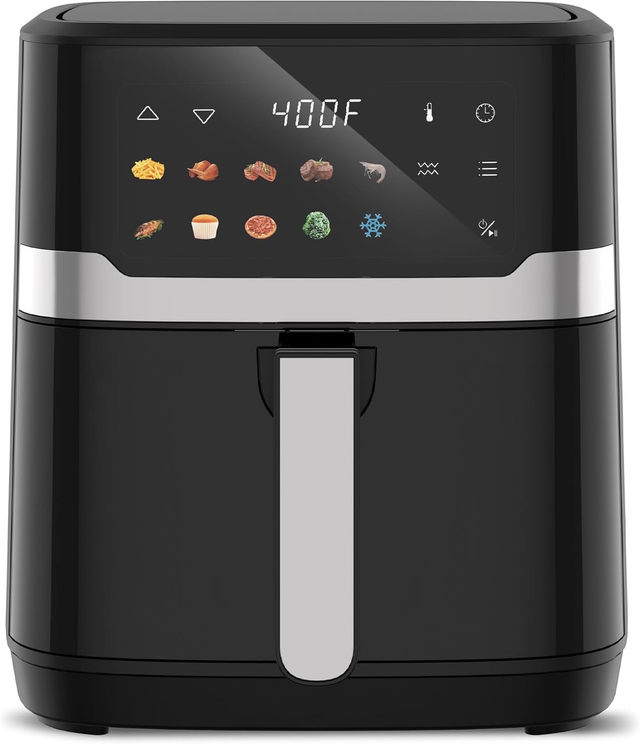 VUSIGN Air Fryer 6.8QT, 10-in-1 Functions Airfryer with Visible Window, 400°F Fast Heating & Adjustable Bottom Heater for Crispier Results, Nonstick & Dishwasher-Safe Basket, 1700W, Black