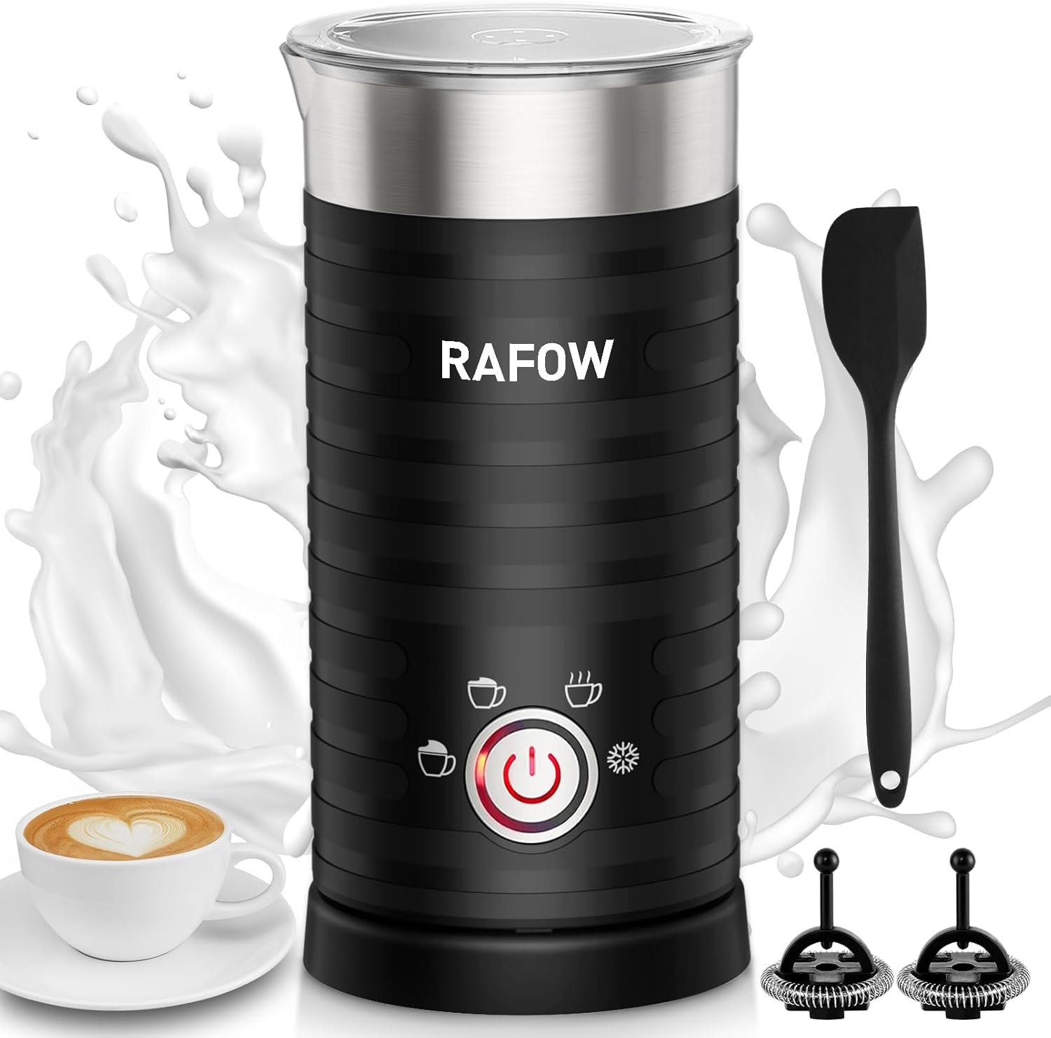 4 In 1 Electric Milk Frother Steamer – Hot and Cold Coffee Foam Froth Maker 350ml/12oz, Automatic Milk Warmer Foamer for Latte, Cappuccinos, Macchiato, Chocolate