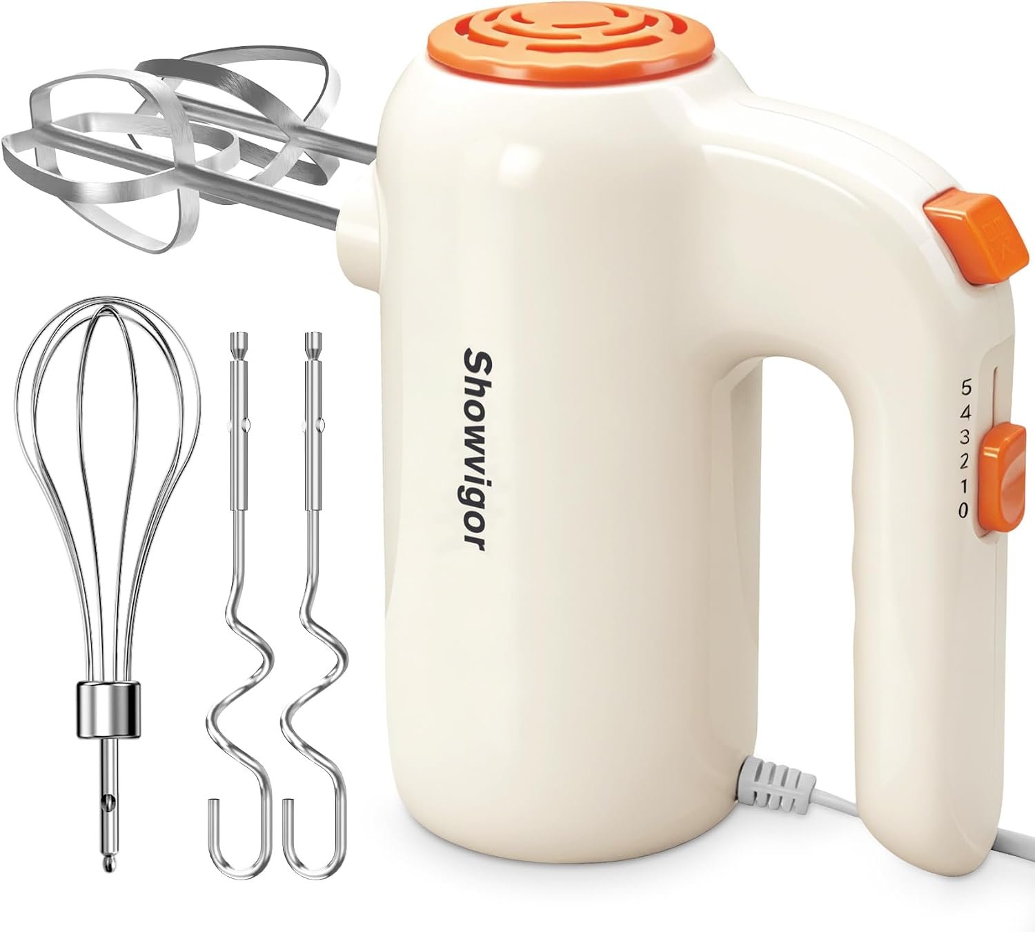 Hand Mixer, 5-Speed Electric Whisk with Turbo Boost Includes 5 Stainless Steel Attachments – Great Stand Mixer Alternative for Baking Cakes, Bread & More