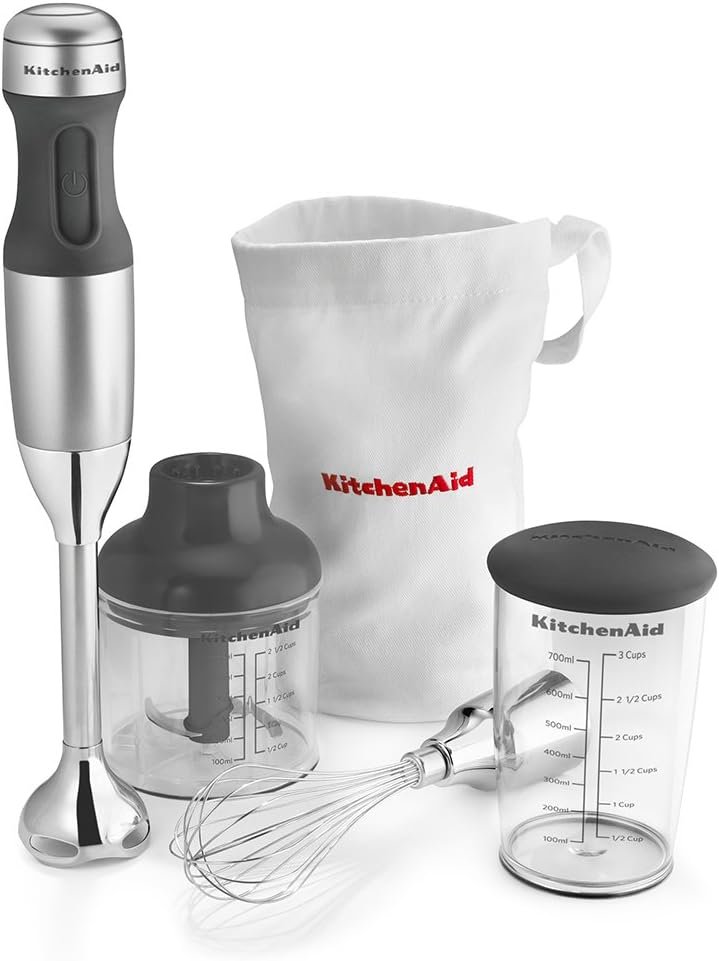KitchenAid KHB2351CU 3-Speed Hand Blender – Contour Silver, 8 inches