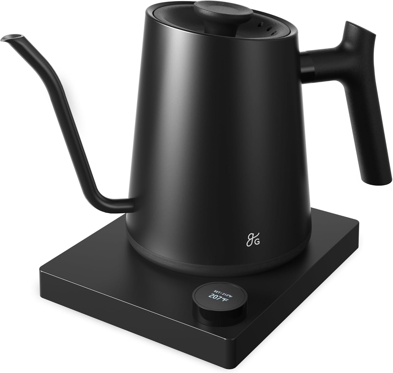 Greater Goods Electric Gooseneck Kettle, 1200W Stainless Steel with Precision Temperature Control, Fast Boil, BPA-Free, Ideal for Pour Over Coffee and Tea, 0.8L (Onyx Black)