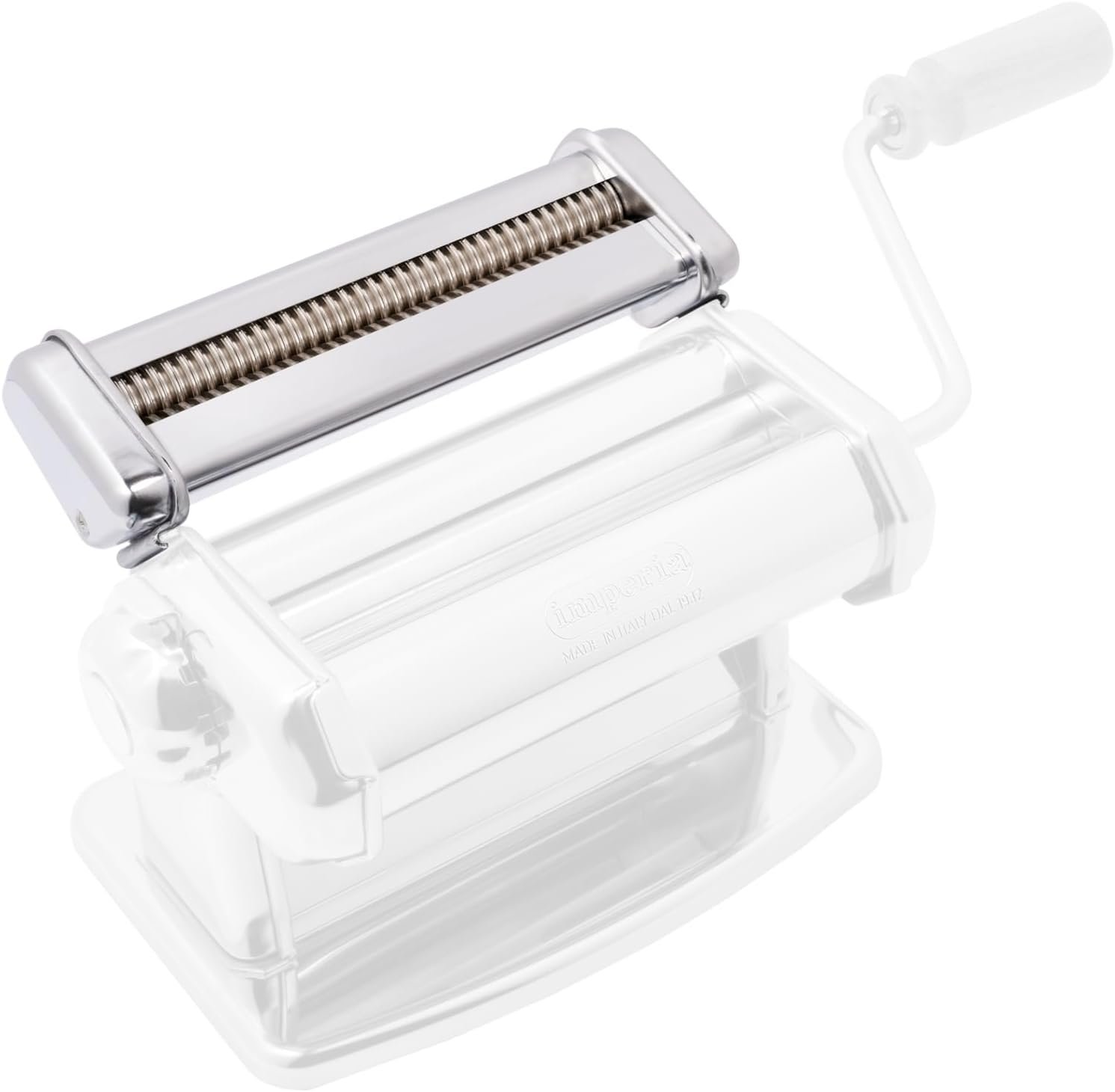 Imperia Spaghetti Pasta Cutter Attachment (2 mm) 100% Made in Italy- Heavy Duty Stainless Steel Construction- Machine Accessory Cuts Thin Noodle- Easy Use Roller Maker for Fresh Homemade Italian Pasta