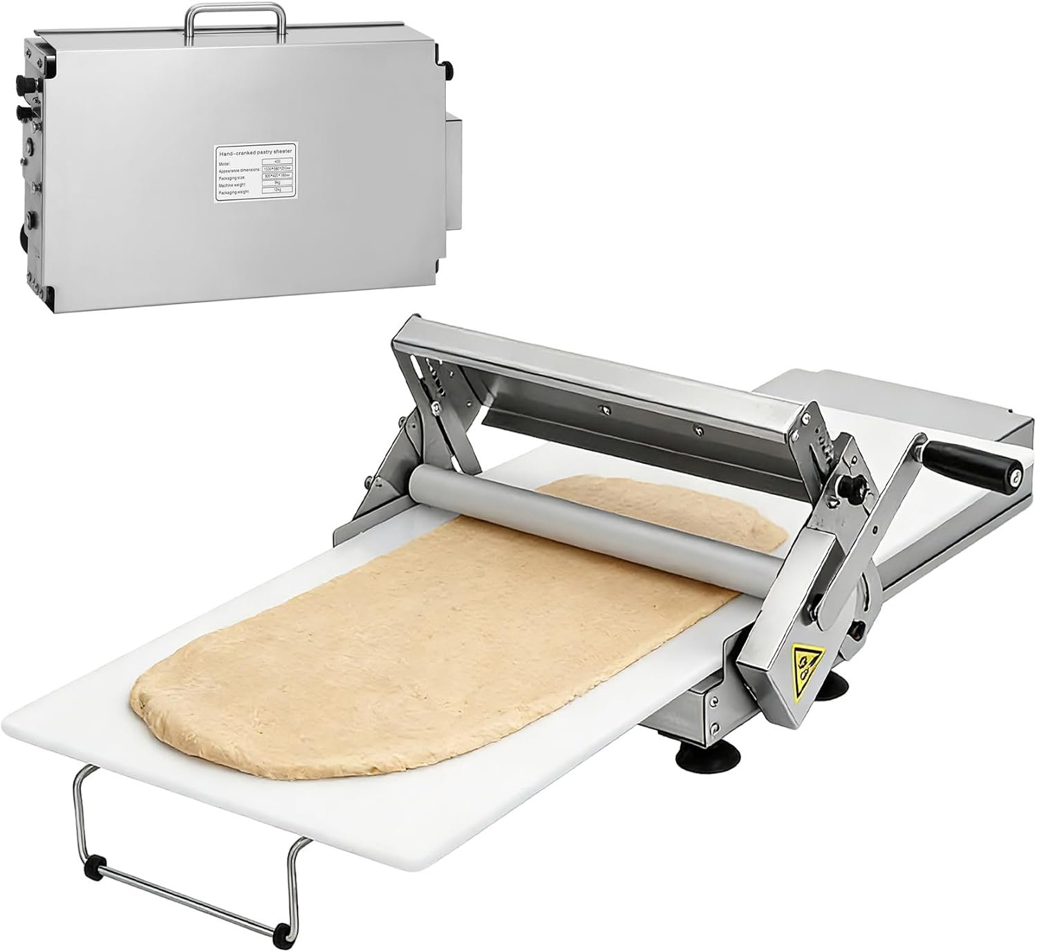 Folding Dough Sheeter 40.9″x15.5″ for Bread and Pastries (2 Rolling Boards) | Manual Stainless Steel Dough Machine, Adjustable Thickness, Portable Manual Sheeter Machine