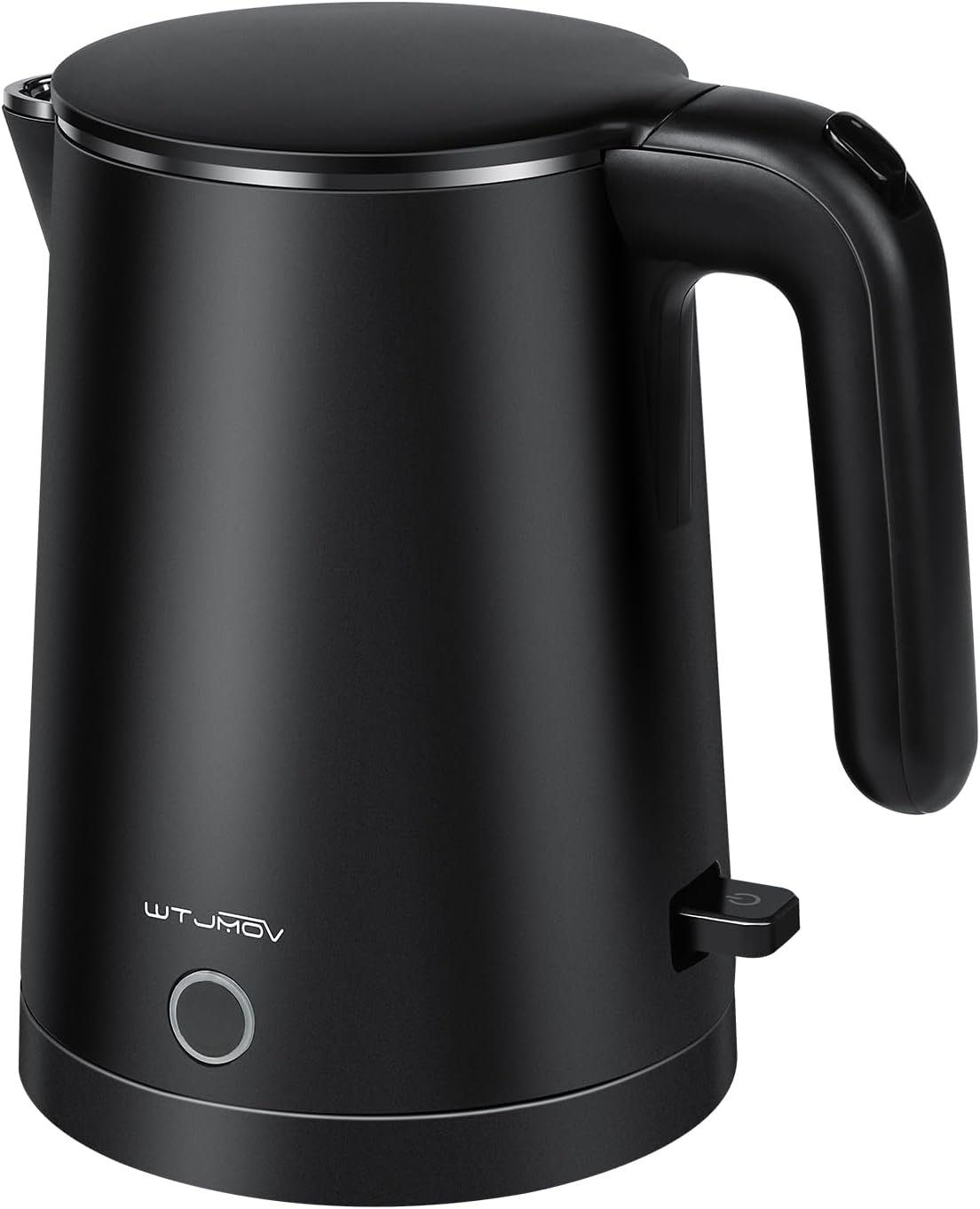 WTJMOV Electric Kettle Stainless Steel, 1.0L Small Water Boiler 1200W Fast Boiling, Double Wall Tea Kettle Pot Automatic Shut Off, Durable Coffee & Tea Maker/Warmer/Heater Black