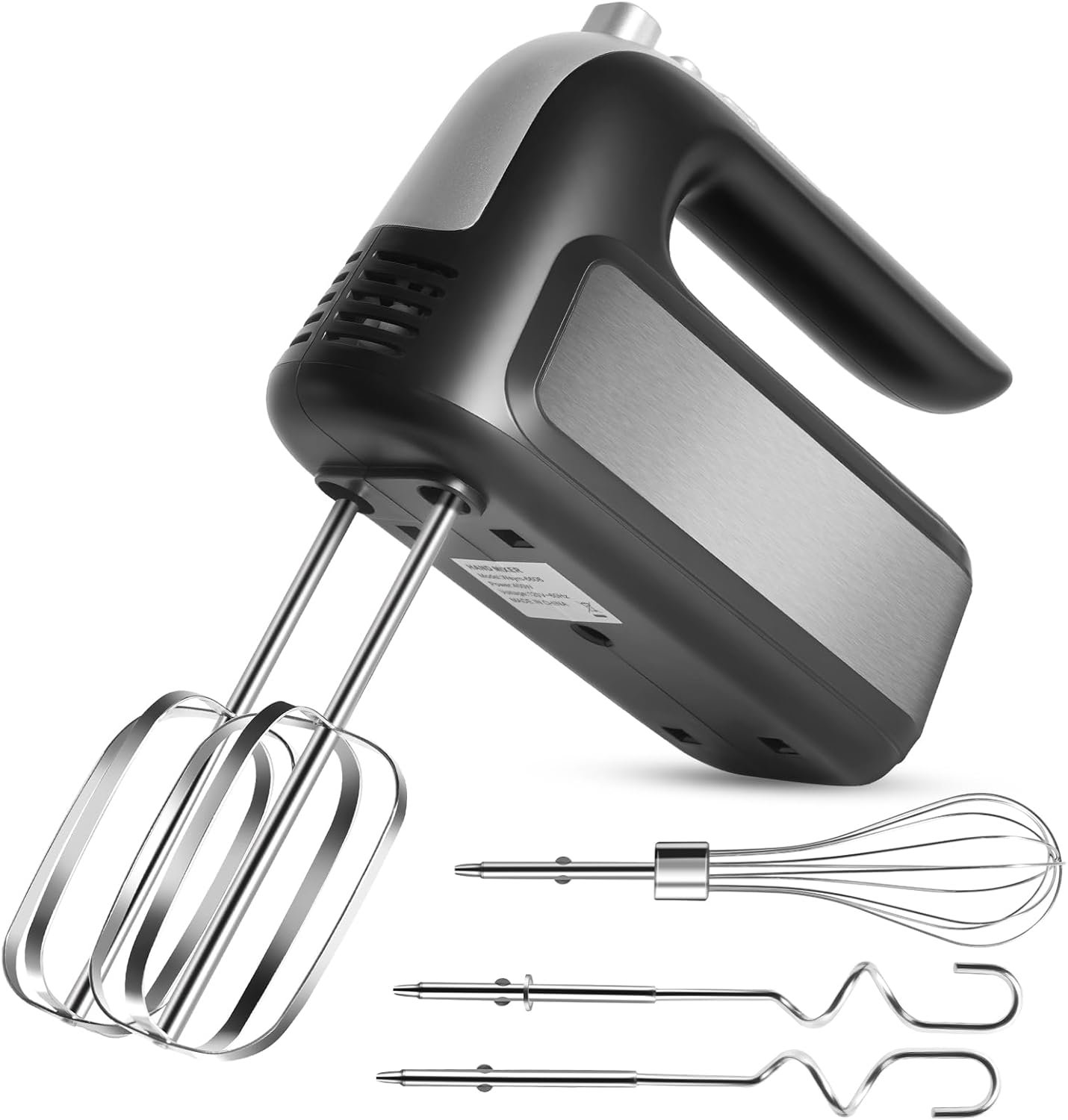 5-Speed 400W Hand Mixer Electric Handheld – Ultra-Powerful Handheld Mixer with Turbo Function & Eject Button, 5 Stainless Steel Attachments for Dough, Cream, Batter, Eggs & Baking