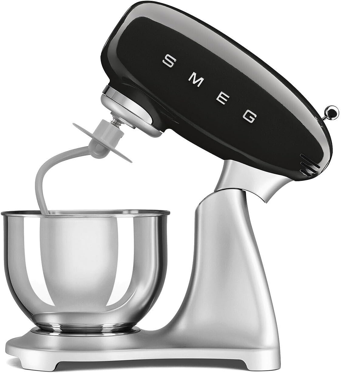 SMEG SMF04 5-Qt Classico Stand Mixer with Smooth Start & SteadyMix, 600W Motor, 10 Speeds, Stainless Steel Bowl & Pour Shield – Retro 50’s Style Planetary Mixer for Dough, Baking & Desserts-Black