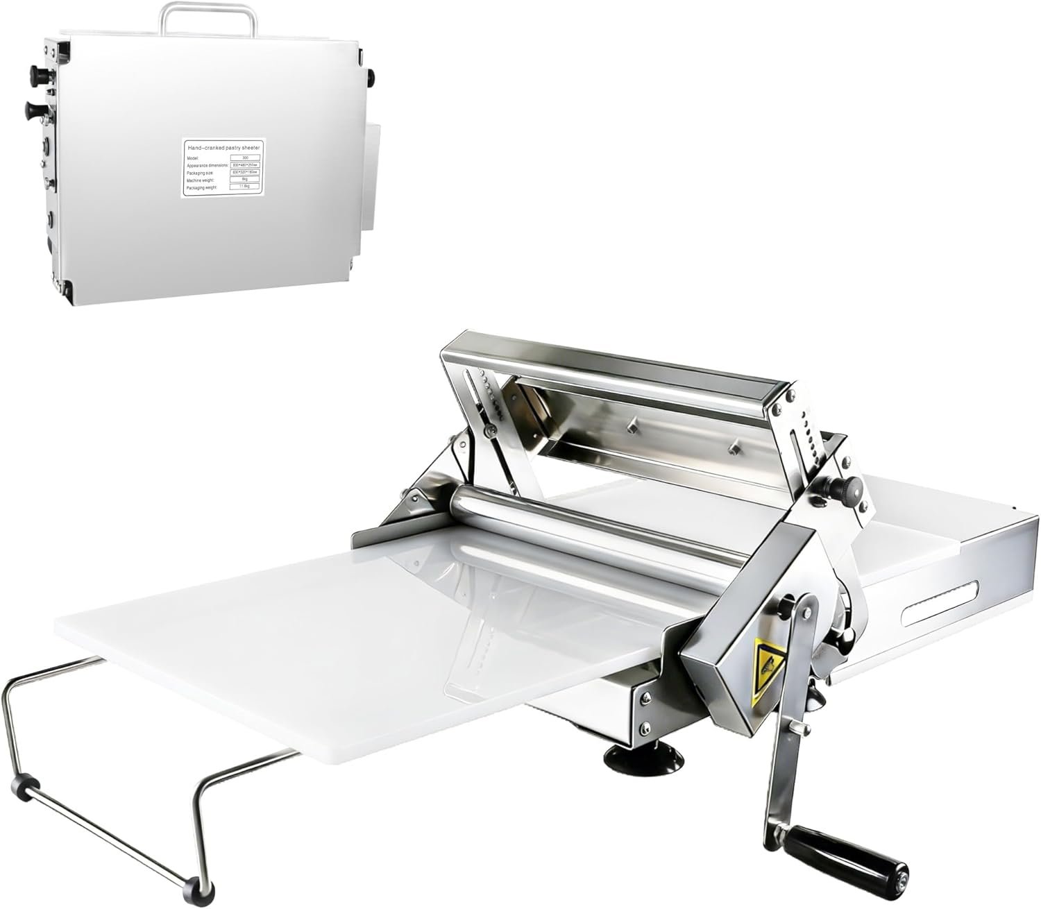 Folding Dough Sheeter（15.5″ ）, Folding Dough Rolling Machine, Stainless Steel Adjustable Thickness 0.2-27mm, Manual Dough Sheeter for Croissants, Pizza, Pastry, Home & Commercial Use 0p2