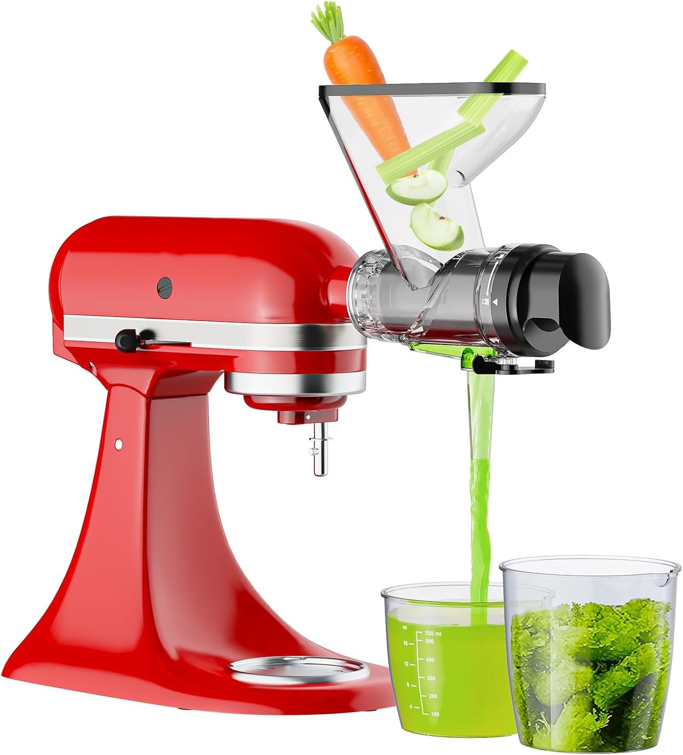 Masticating Juicer Attachment for KitchenAid Stand Mixer, Cold Press Juicer for KitchenAid Mixer Attachments with Dual Feed Chute, Slow Juicer Machine for Vegetables & Fruits by InnoMoon