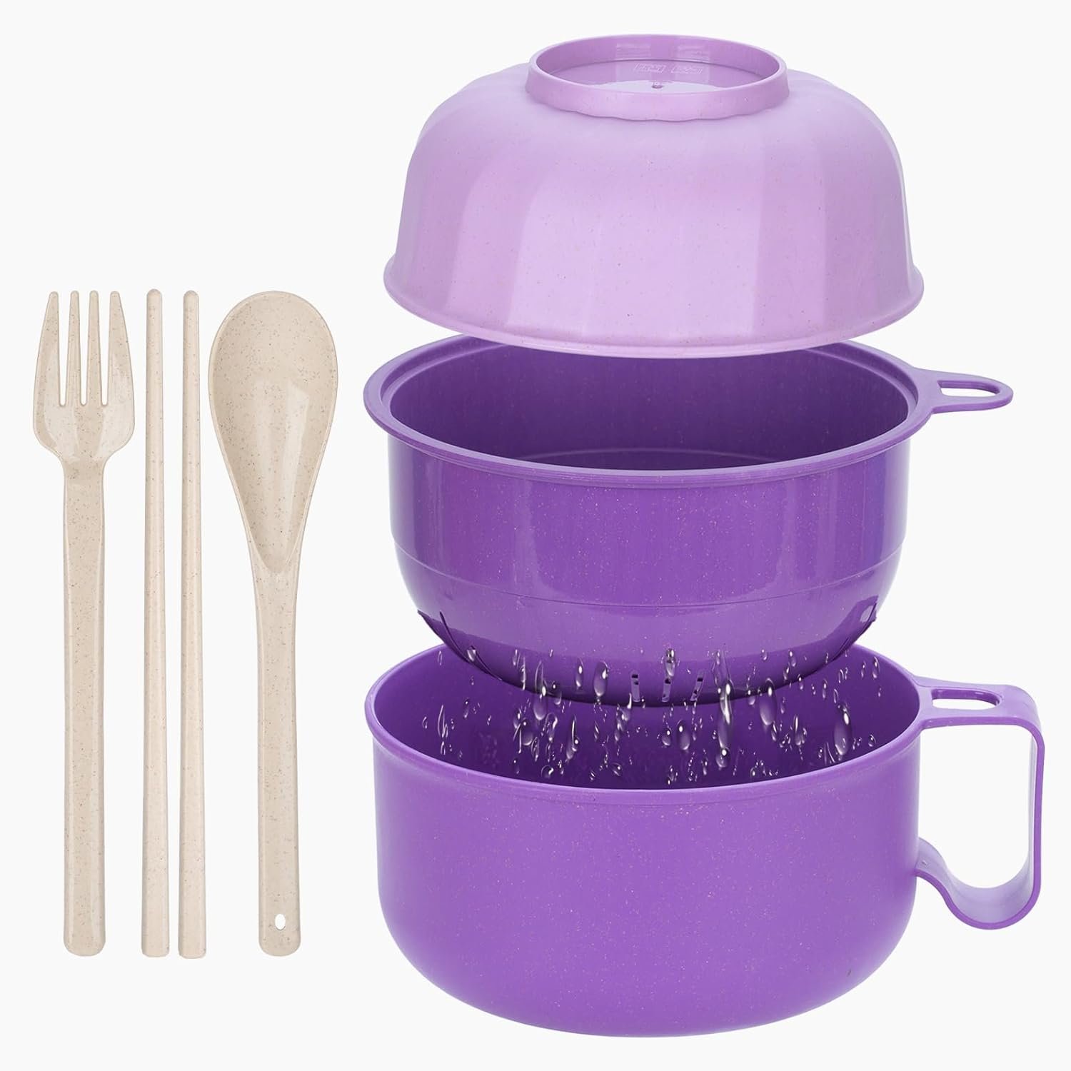 40 oz Ramen Bowl,Unbreakable Portable Ramen Cooker with strainer, Instant Ramen Noodle Bowls College Dorm Room Apartment Essentials,RV Camping Dishes Set BPA Free