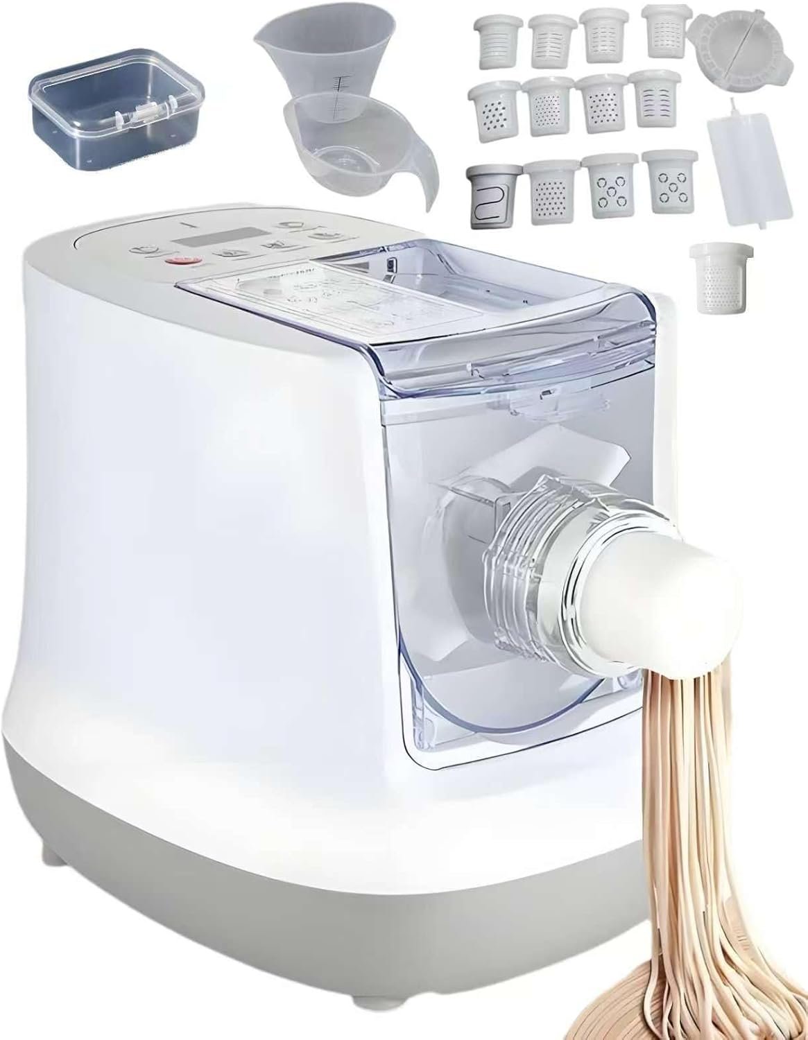 Electric Pasta Maker, 260W Automatic Noodle Machine with 13 Pasta Discs, 500g Flour Capacity, Fresh Spaghetti Fettuccine Dumpling Skin Maker for Home Kitchen