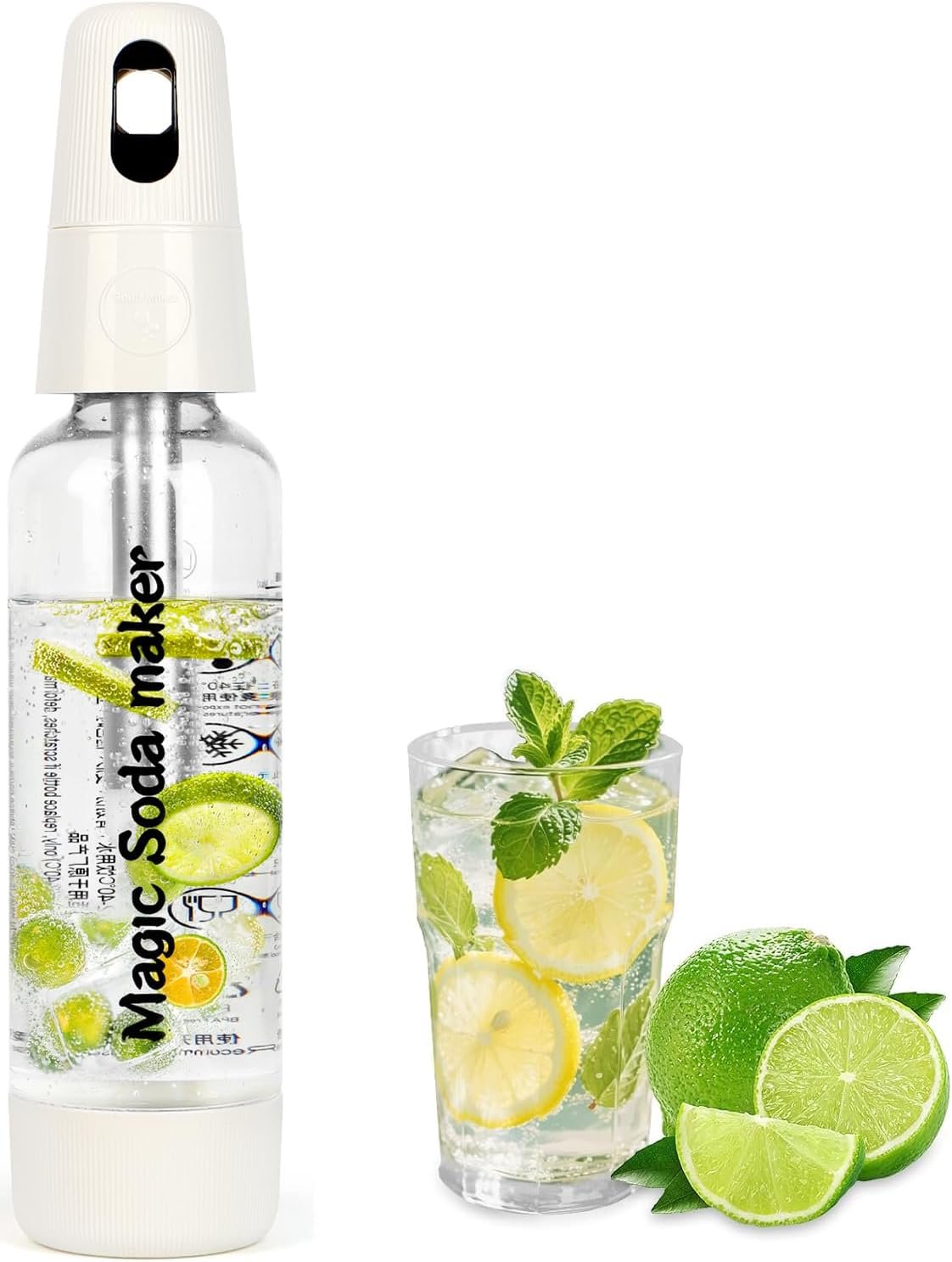 Soda Siphon 1L,Portable Sparkling Water Maker,Compact Carbonated Water Machine for Flavored Drinks Reusable Beverages Machine Kit,Travel Soda Machine for Home & Outdoor