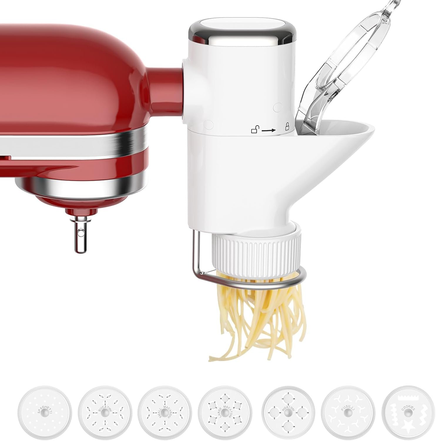 Gourmet Pasta Press Attachment for KitchenAid Stand Mixers, Pasta Attachment for Kitchen Aid Mixer Attachments with 7 Interchangeable Pasta Plates, Pasta Maker by HOZODO