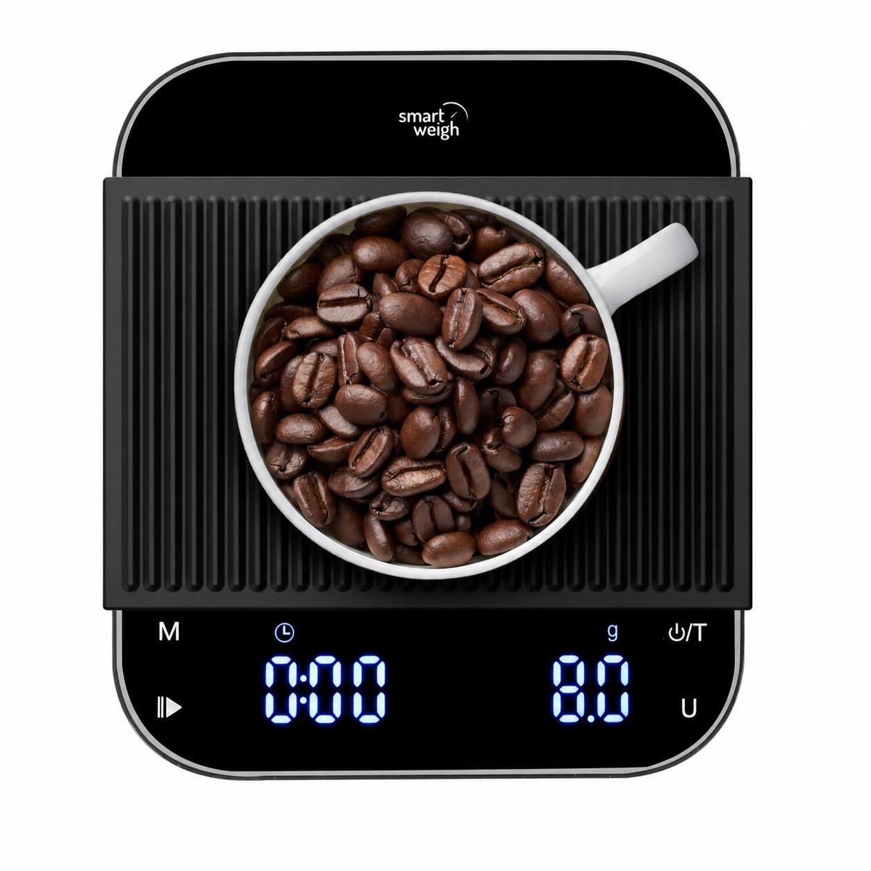Smart Weigh Coffee Scale with Timer, Precision Espresso & Tea Digital Scale, Espresso Machine Accessories for Pour-Over Coffee, Travel Food Scale, LED Display, Rechargeable USB-C – 3kg/0.1g