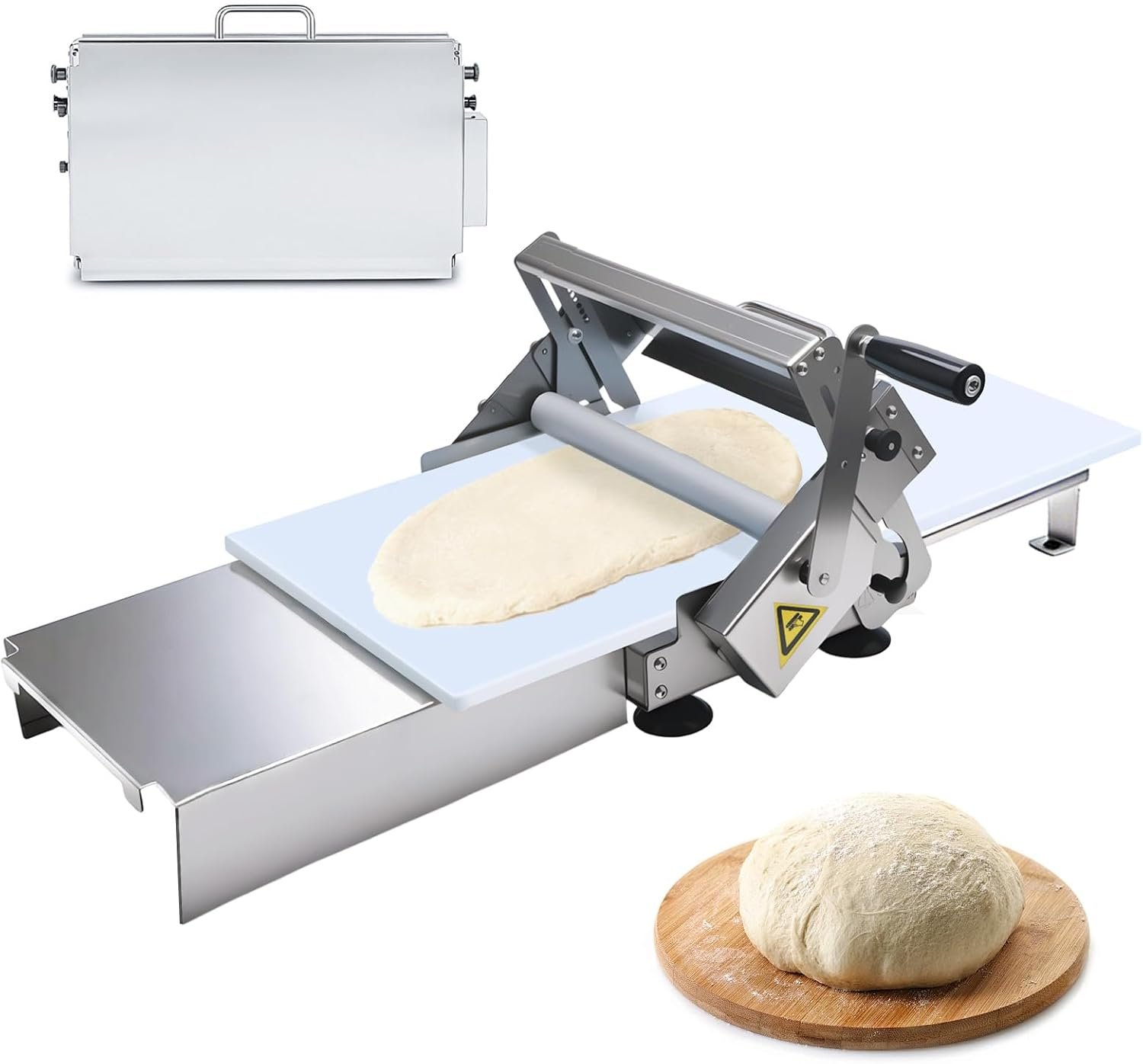 32.7″x18.9″ Manual Dough Sheeter with Adjustable Thickness 0-25mm, Folding Dough Sheeter Machine for Commercial Home Bakery, Stainless Steel Portable Dough Machine for Pizza, Puff Pastry(300)