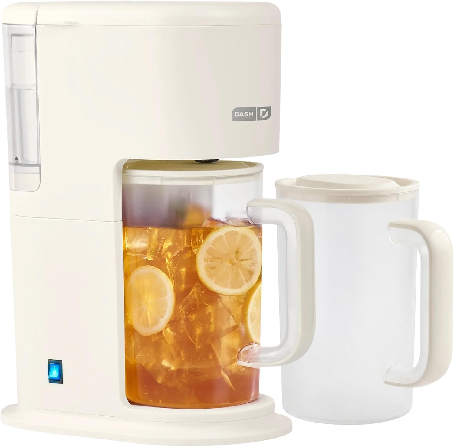 DASH Summer Sippers™ Iced Tea Maker and Iced Coffee Maker – Dissolves Sugar, Brews Over Ice – Reusable Coffee Filter for Grounds, Loose-Leaf Tea & Bags – Two 32oz Pitchers & Infuser Cylinders