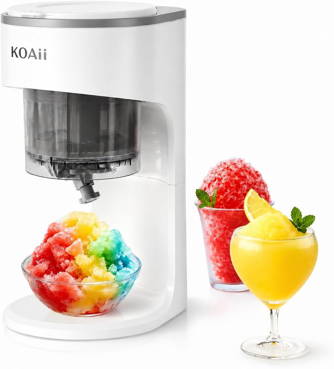 Snow Cone Machine, Electric Shaved Ice Maker with 5 Reusable Ice Mold Cups, Countertop Ice Shaver Machine for Kids & Family, Adjustable Texture for Slushies, Frozen Drinks & Parties