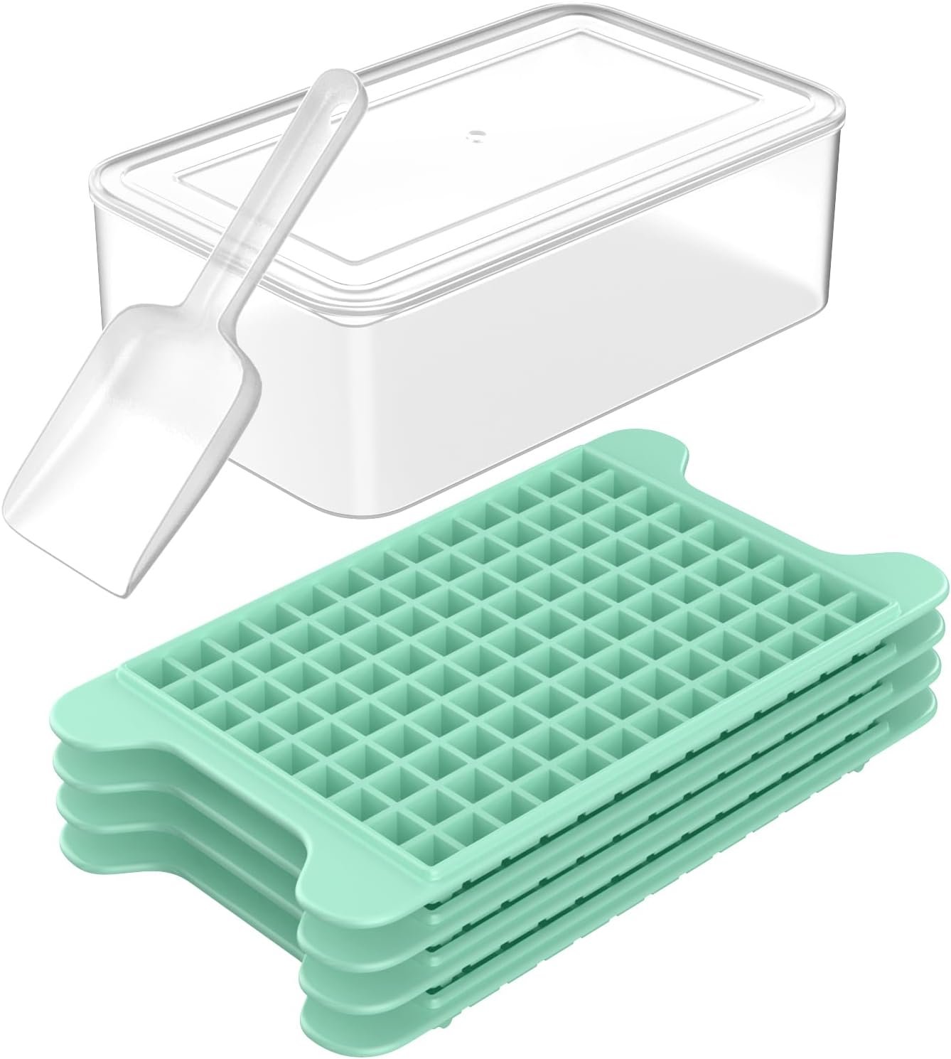 Mini Ice Cube Tray for Freezer: FDDBI Small Ice Trays for Freezer with Bin – 117×4PCS Easy Release Nugget Ice Tray – Crushed Ice Tray with Container
