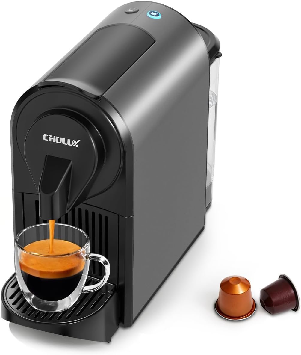 CHULUX Upgrade Bafè-Pro Espresso Coffee Maker for Nes Original Pods, Compact Espresso Machine for Small Space, 20 Bar Fast Extraction, Gray