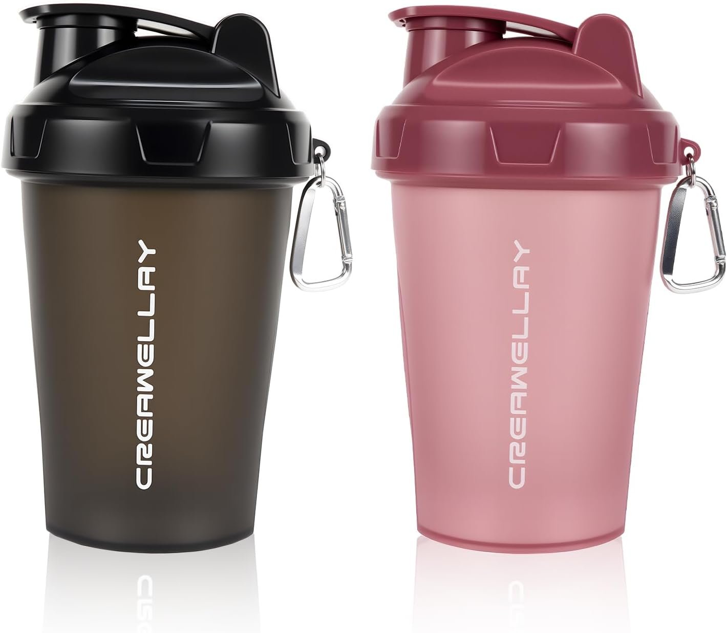 2 Pack Shaker Bottles for Protein Mixes, 17 oz Small Protein Shaker Bottle with Handle, Gym Shaker Cups with Blending Ball for Pre Workout, BPA-Free & Dishwasher Safe (Black, Pink)
