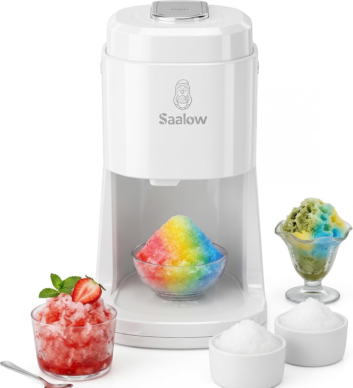 Electric Shaved Ice Machine, Professional Snow Cone Maker with Adjustable Thickness Settings, High-Efficiency 135W Motor, Portable Ice Crusher for Fluffy Ice & Slushies, Includes 2 Ice Molds