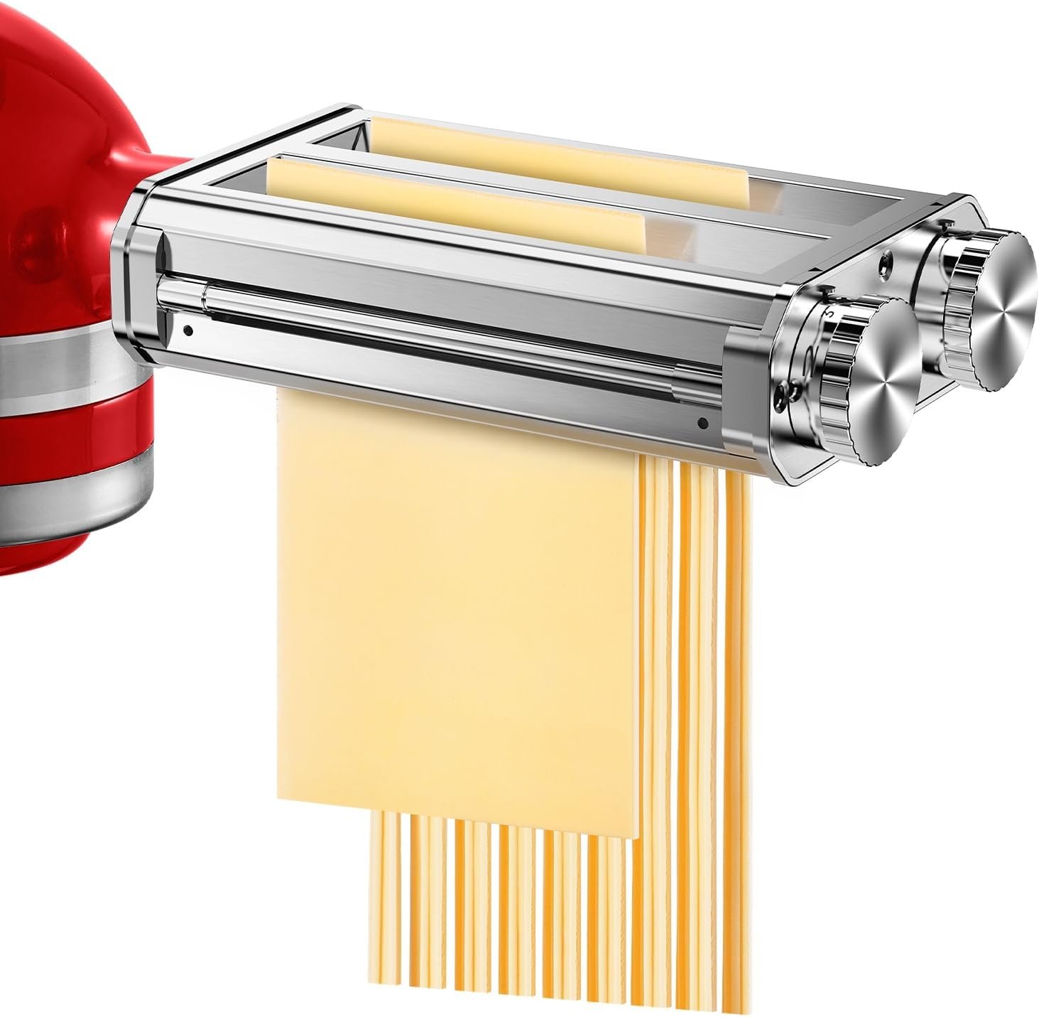 Pasta Maker Attachment for Kitchen Aid Stand Mixers, 304 Stainless Steel, Rust-Proof, 8 Thickness Settings, Easy to Clean, 3 in 1 Accessories for Homemade Spaghetti, Fettuccine, Lasagna