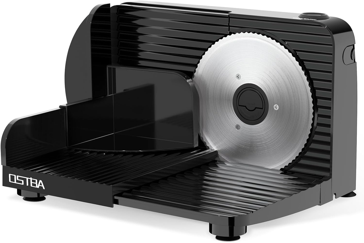 OSTBA Foldable Electric Food Slicer, Adjustable Thickness 0–15mm, 6.7” Stainless Steel Blade, 150W Motor, Portable & Easy-to-Clean, Meat, Cheese, Bread, and Vegetable Slicer for Home Kitchen, Black