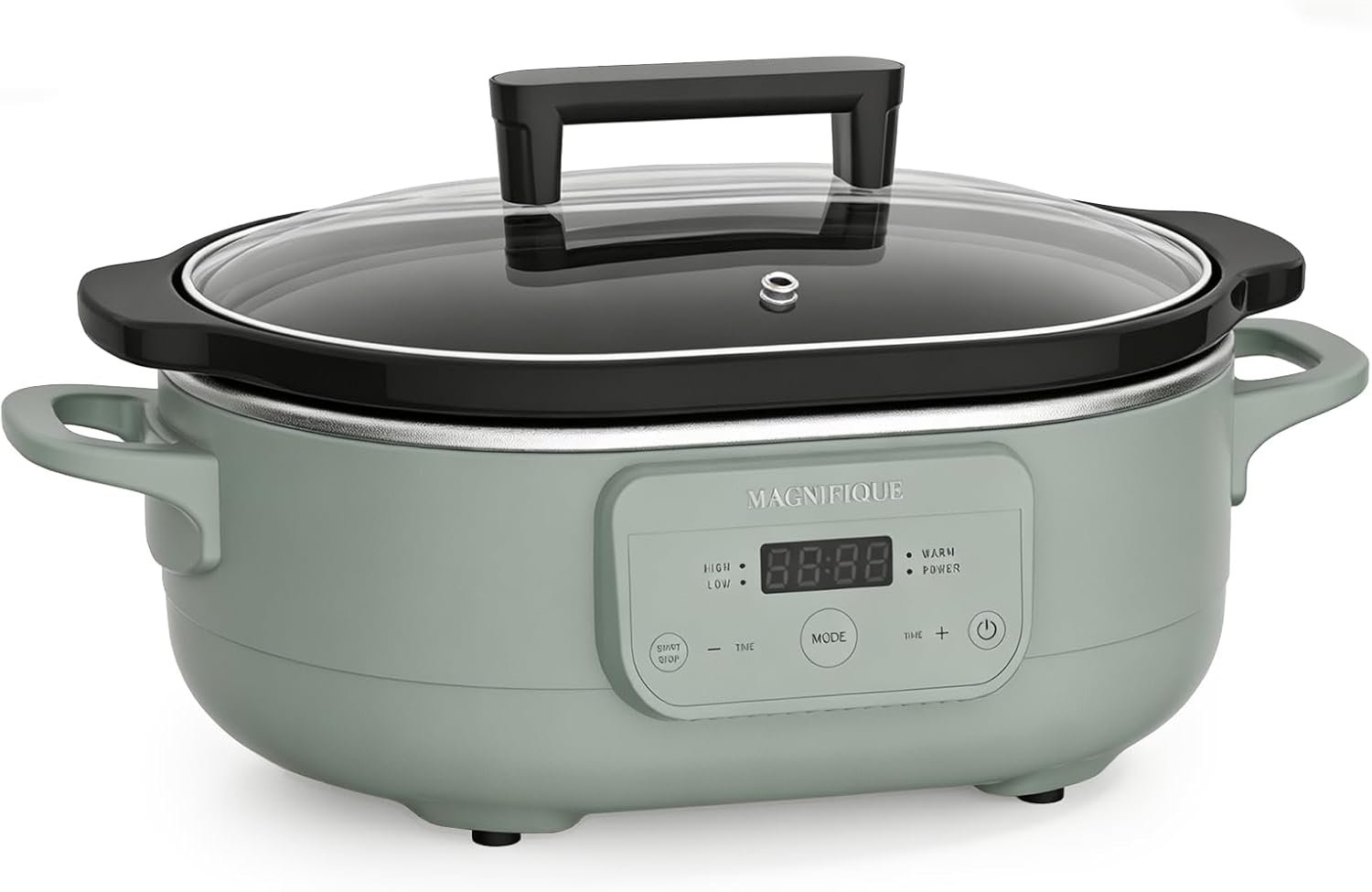 6 Quart Programmable Slow Cooker Removable Healthy Nonstick Pot – Small Kitchen Appliance for Family Dinners – Serves 6+ People – Heat Settings: Keep Warm Olive