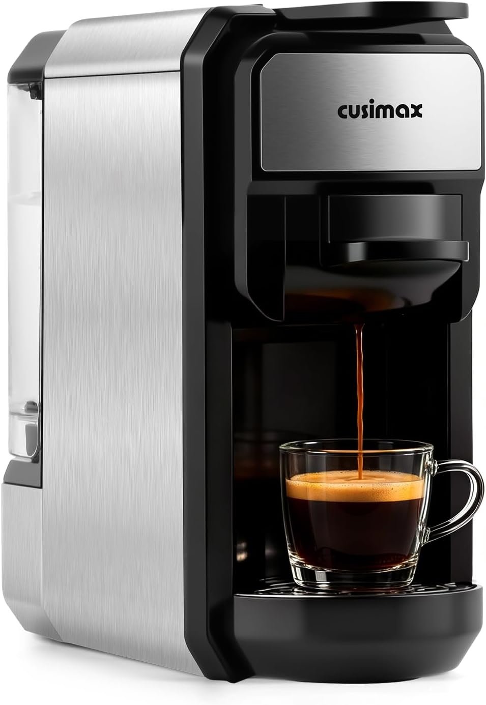 CUSIMAX Espresso Machine Single Serve Coffee Machine Compatible with Nespresso Pods, Adjustable Brewing Size, 19Bar Coffee Maker, Stainless Steel Espresso Maker with 20oz Remevable Water Tank